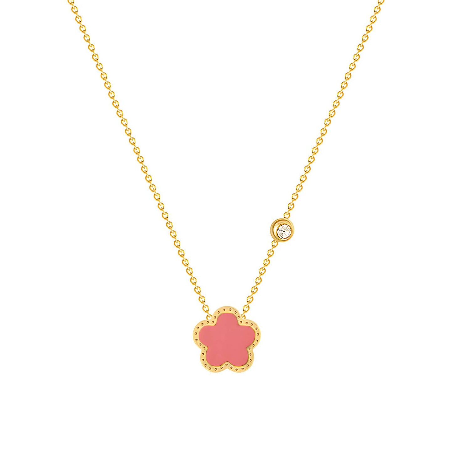 18K gold plated Stainless steel Four-leaf clover necklace, Intensity