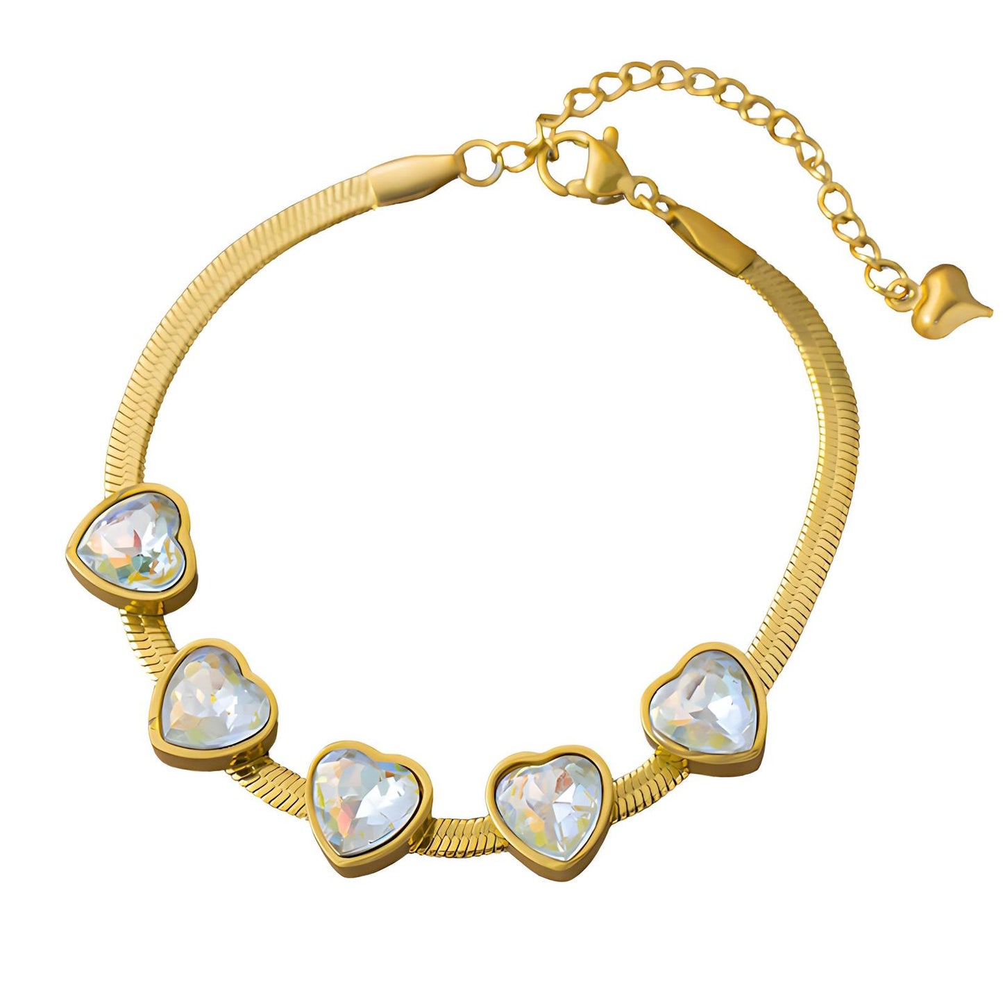 18K gold plated Stainless steel Hearts bracelet, Intensity