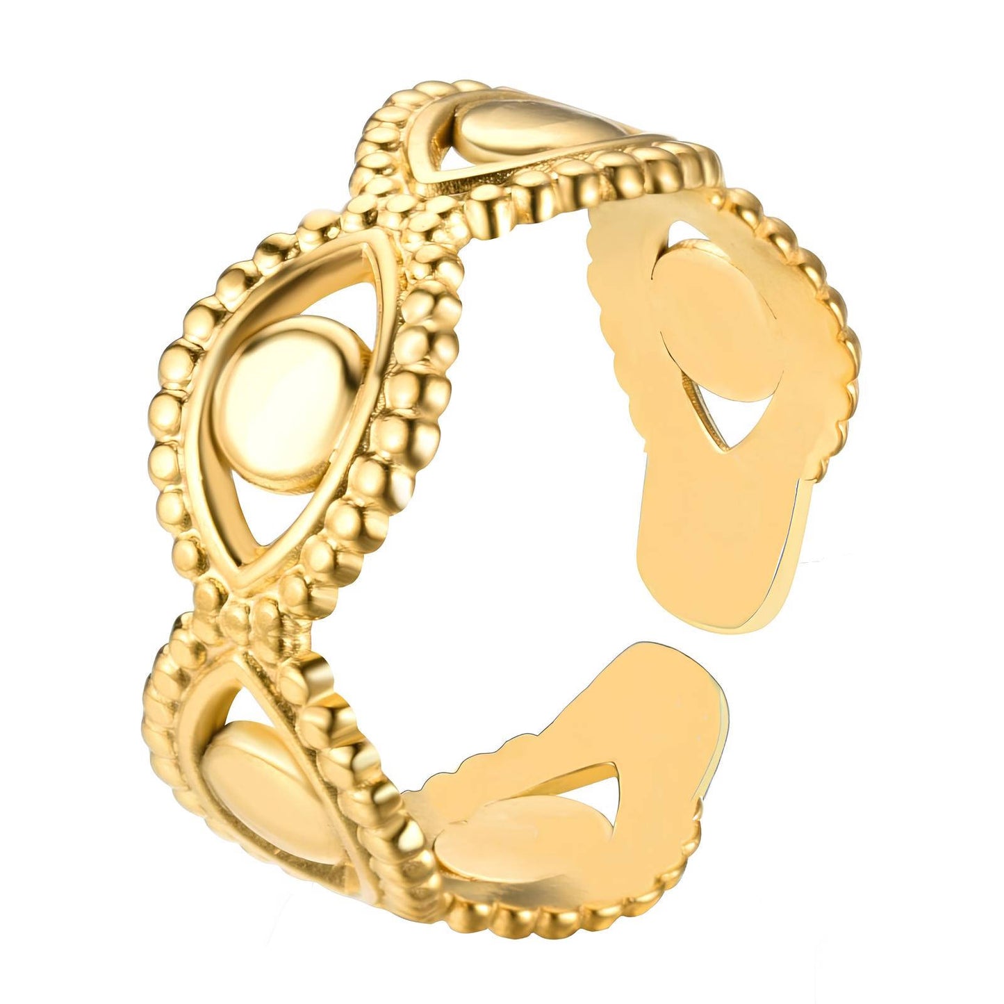 18K gold plated Stainless steel Evil Eyes finger ring, Intensity