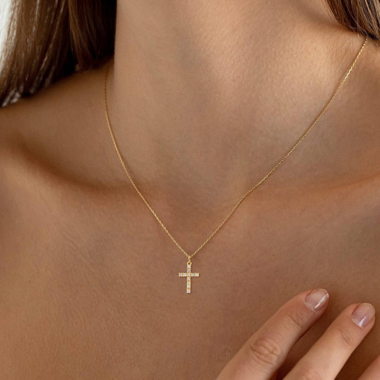 18K gold plated Stainless steel Crosses necklace, Intensity