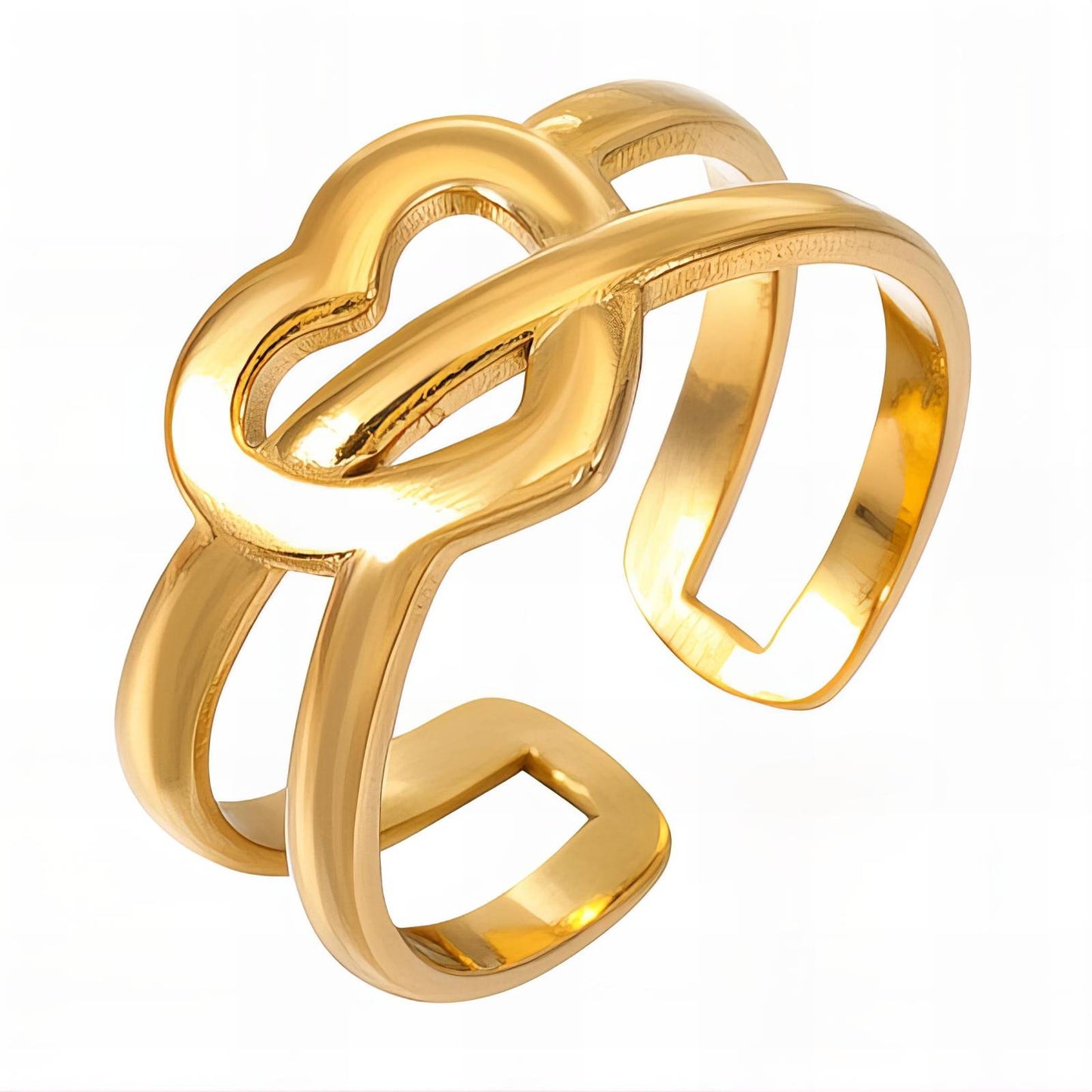 18K gold plated Stainless steel Heart finger ring, Intensity