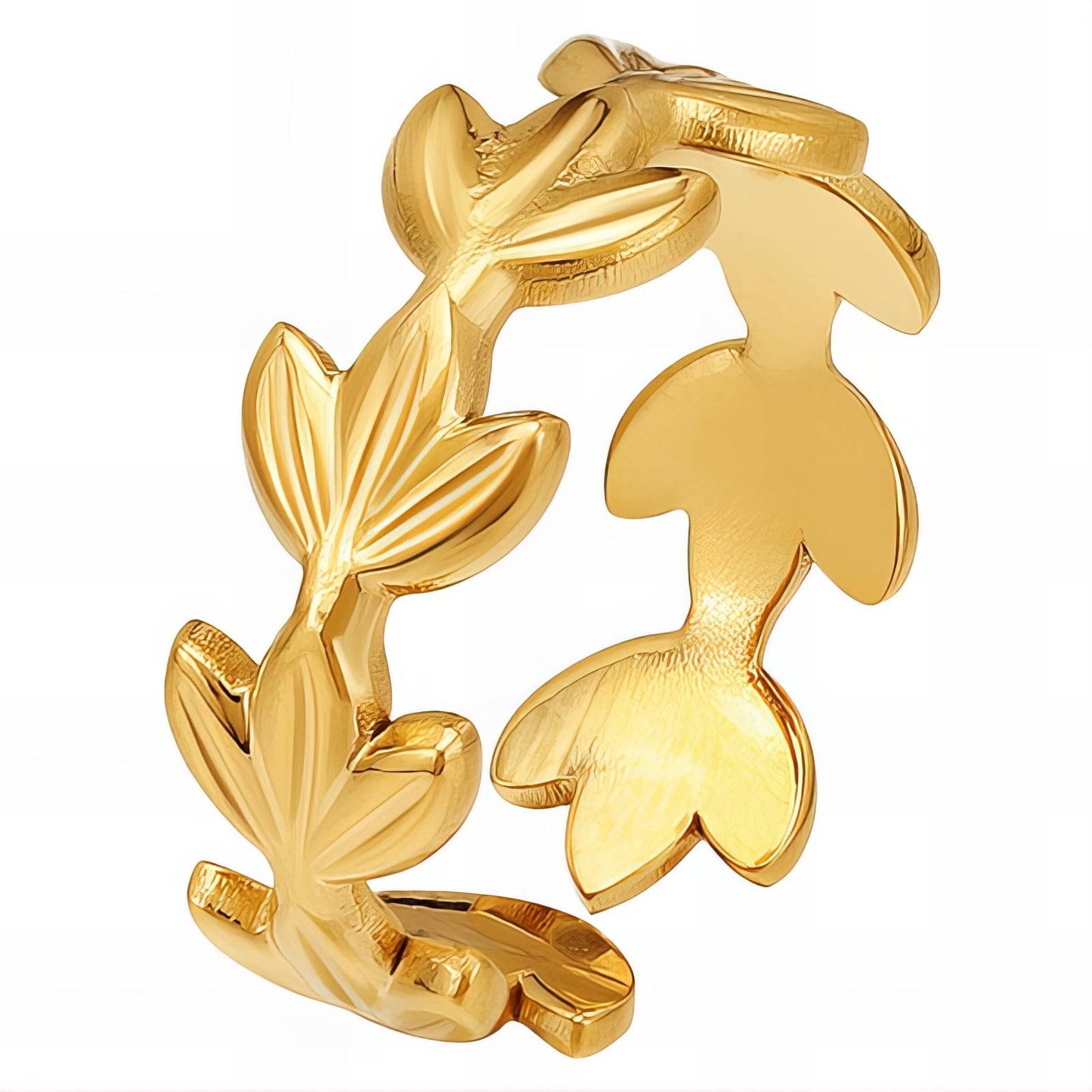 18K gold plated Stainless steel Leafs finger ring, Intensity