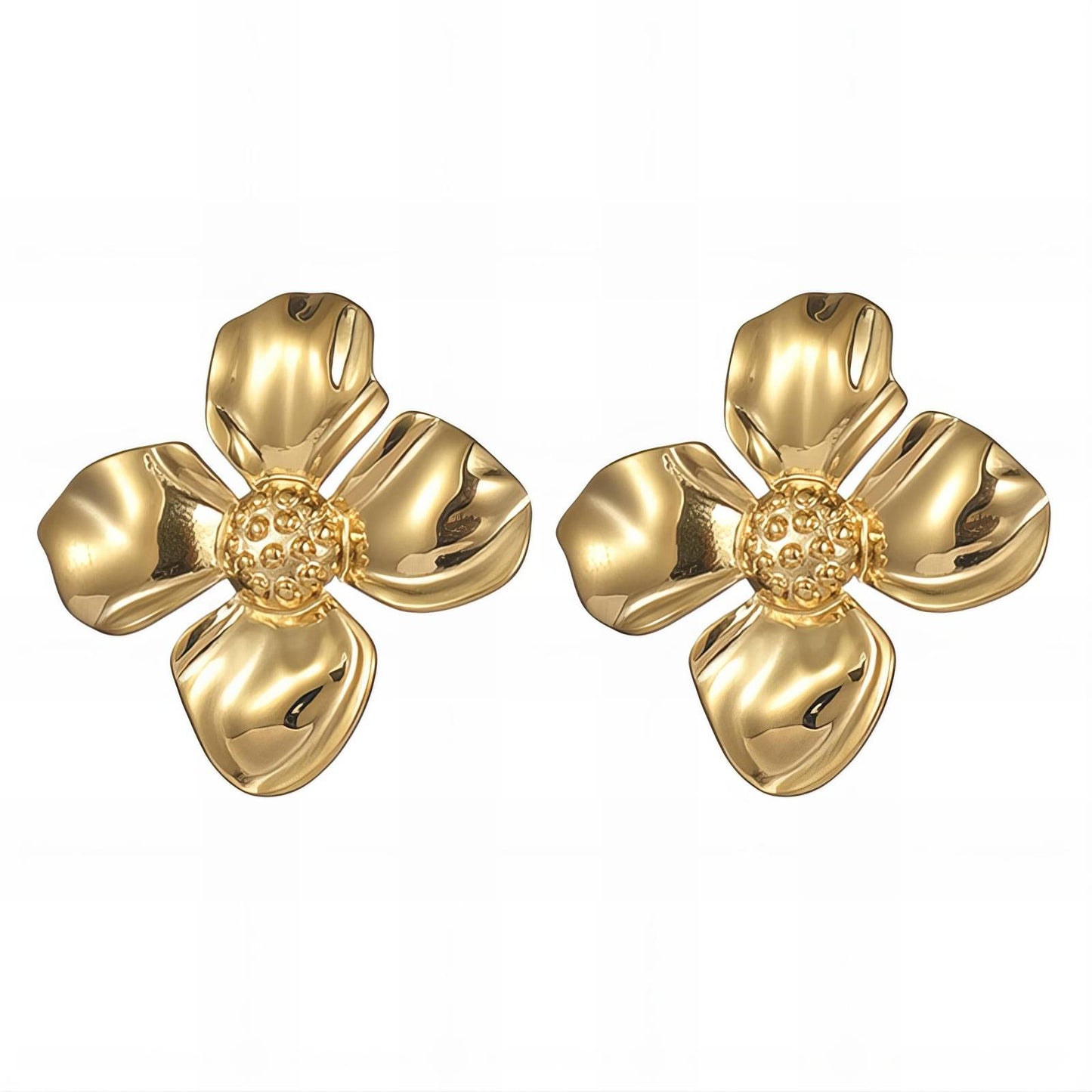 18K gold plated Stainless steel Flowers earrings, Intensity