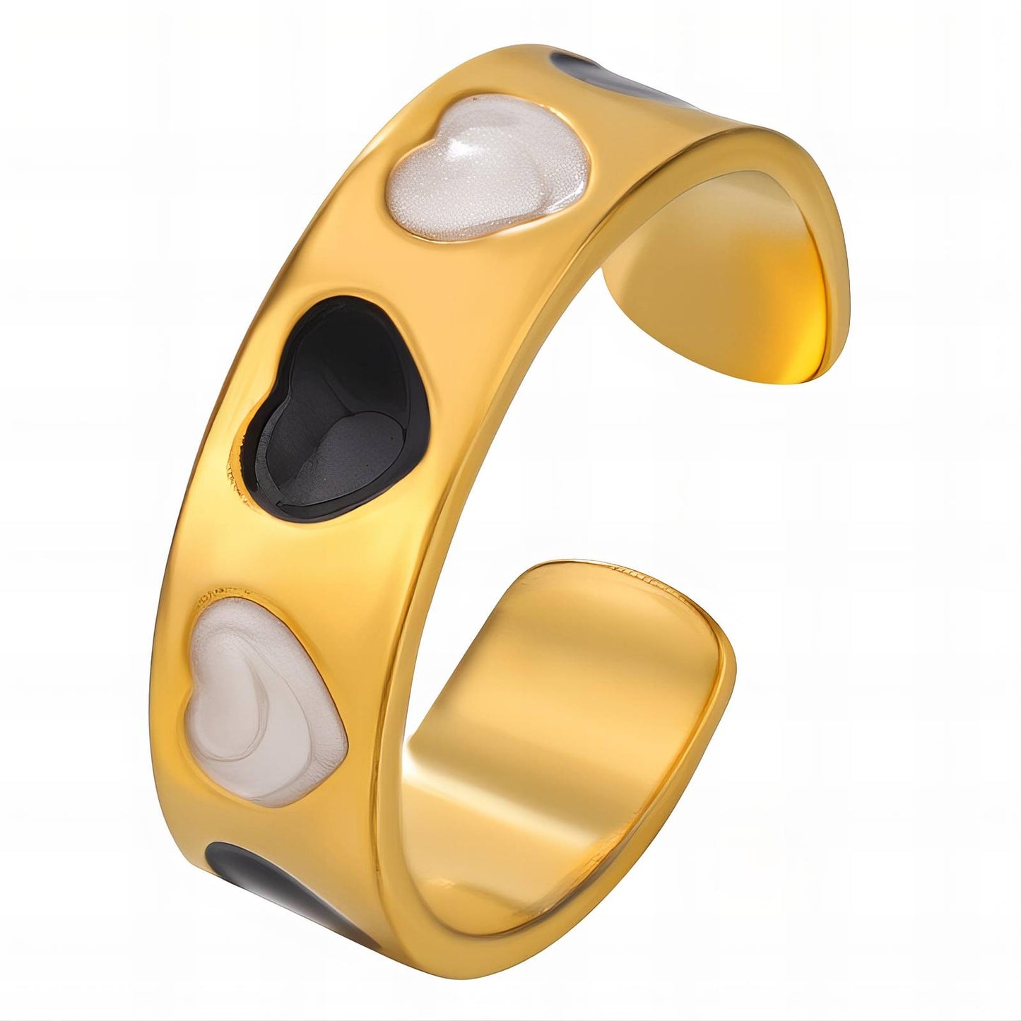 18K gold plated Stainless steel Hearts finger ring, Intensity