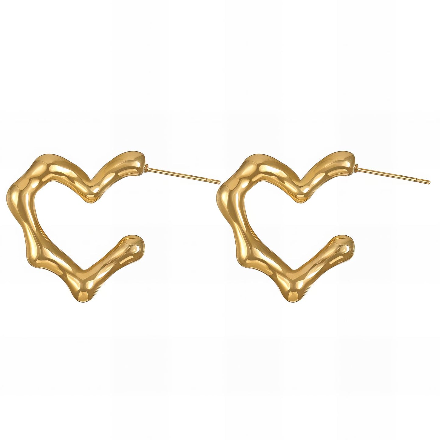 18K gold plated Stainless steel Hearts earrings, Intensity