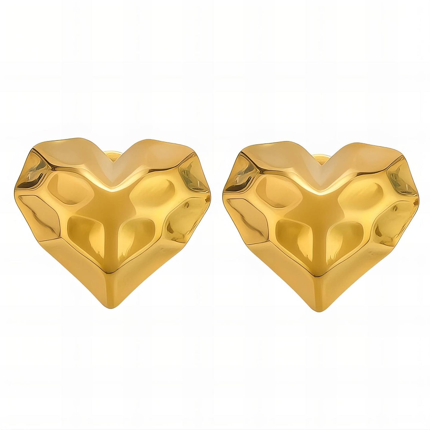 18K gold plated Stainless steel Hearts earrings, Intensity