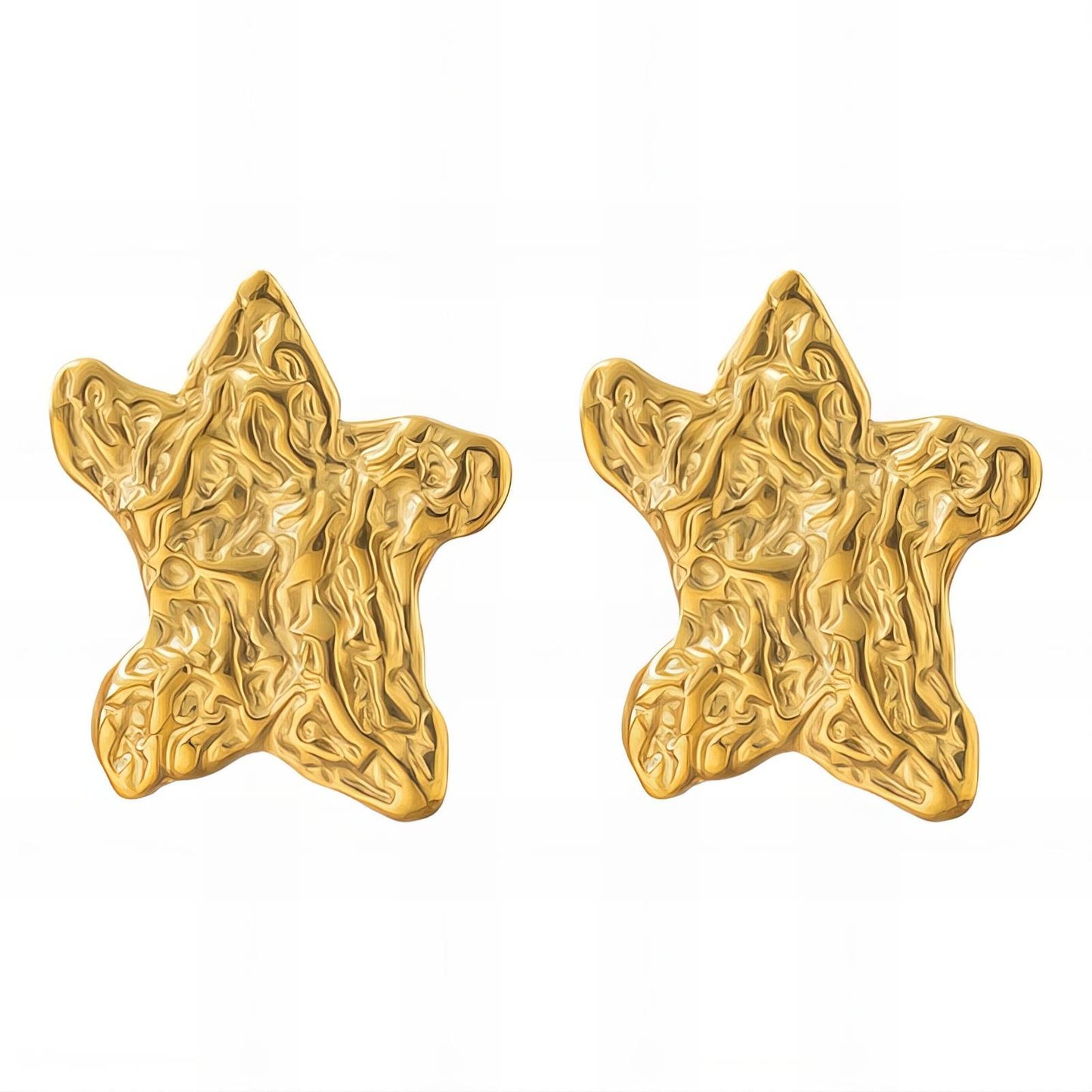18K gold plated Stainless steel Stars earrings, Intensity