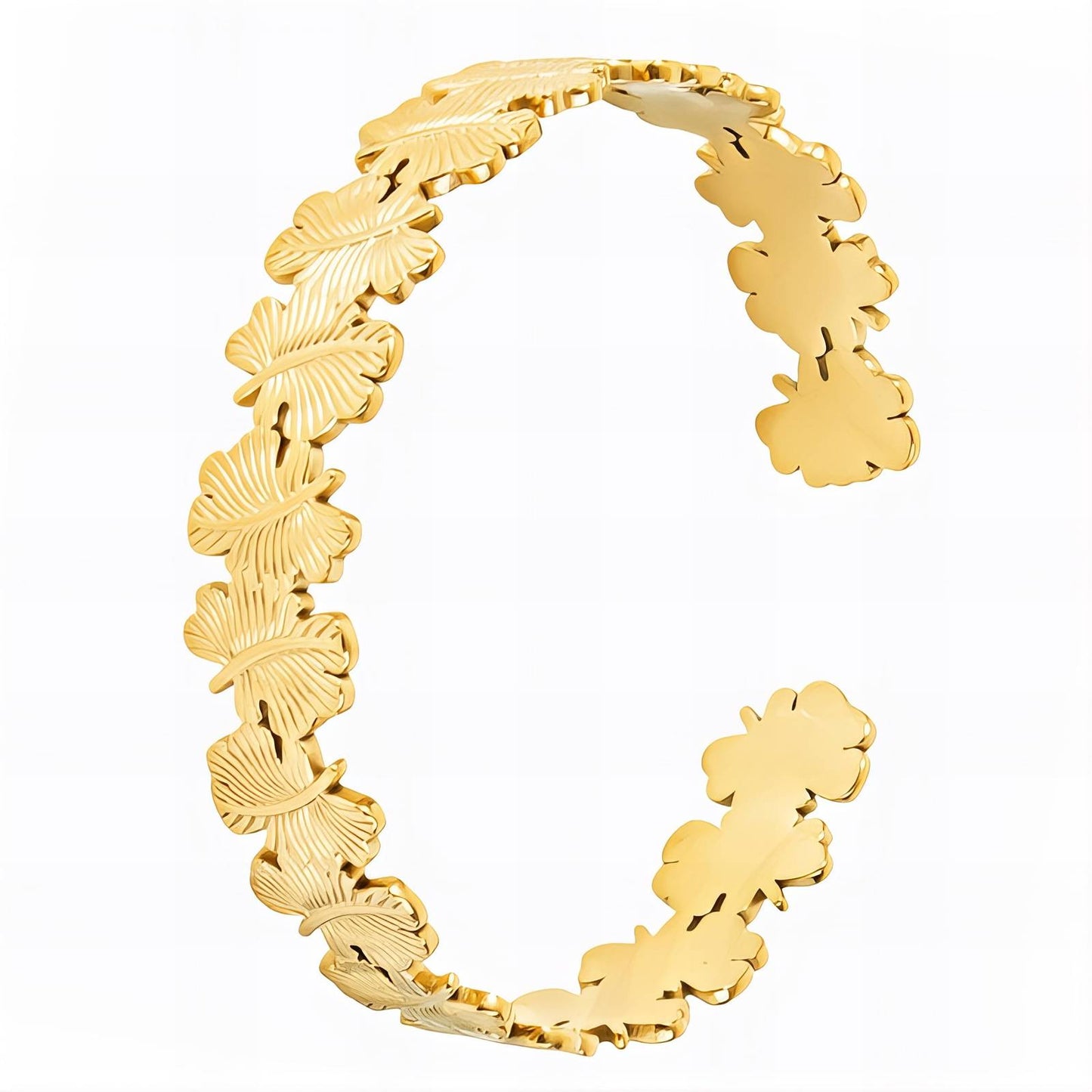 18K gold plated Stainless steel Leafs bracelet, Intensity