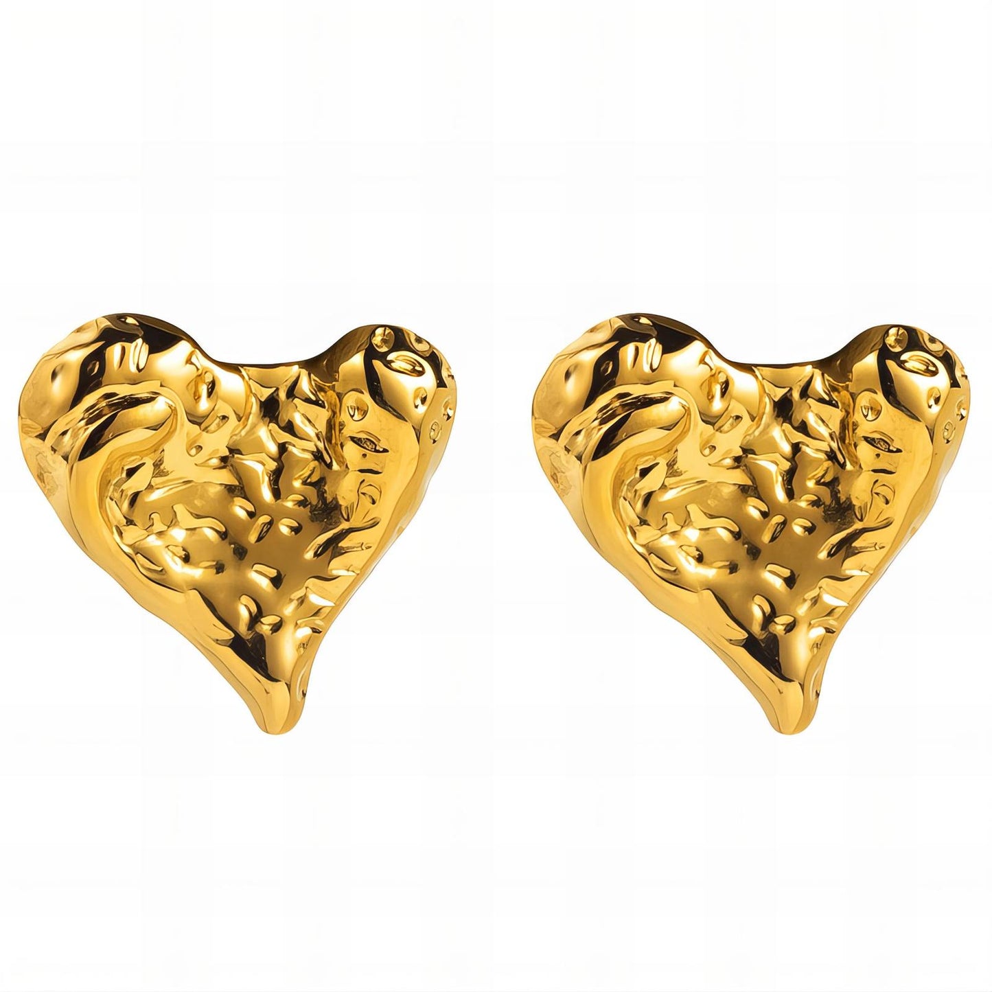 18K gold plated Stainless steel Hearts earrings, Intensity