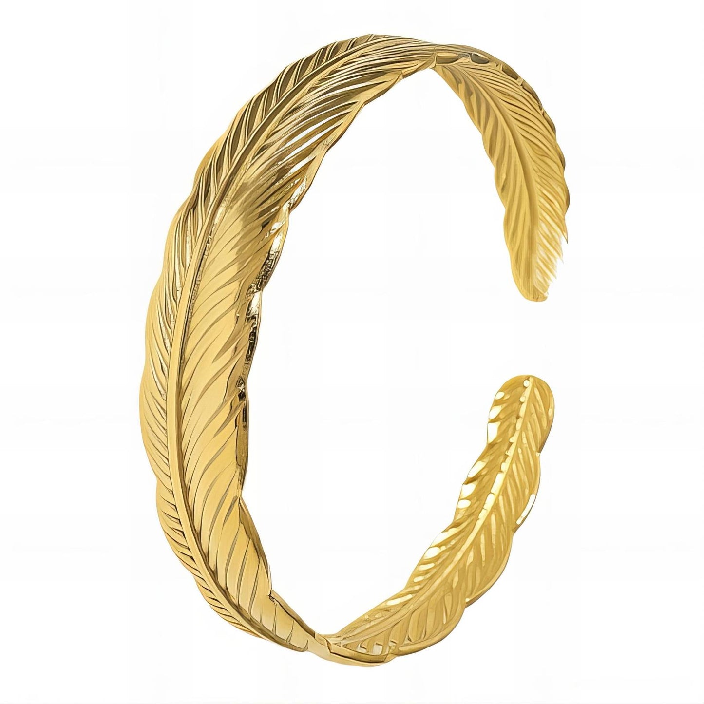 18K gold plated Stainless steel Feather bracelet, Intensity
