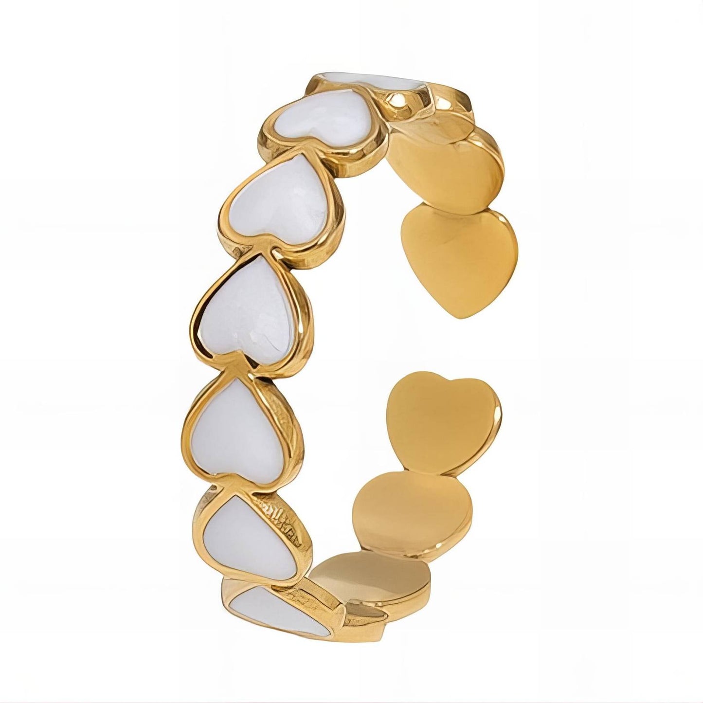 18K gold plated Stainless steel Hearts finger ring, Intensity