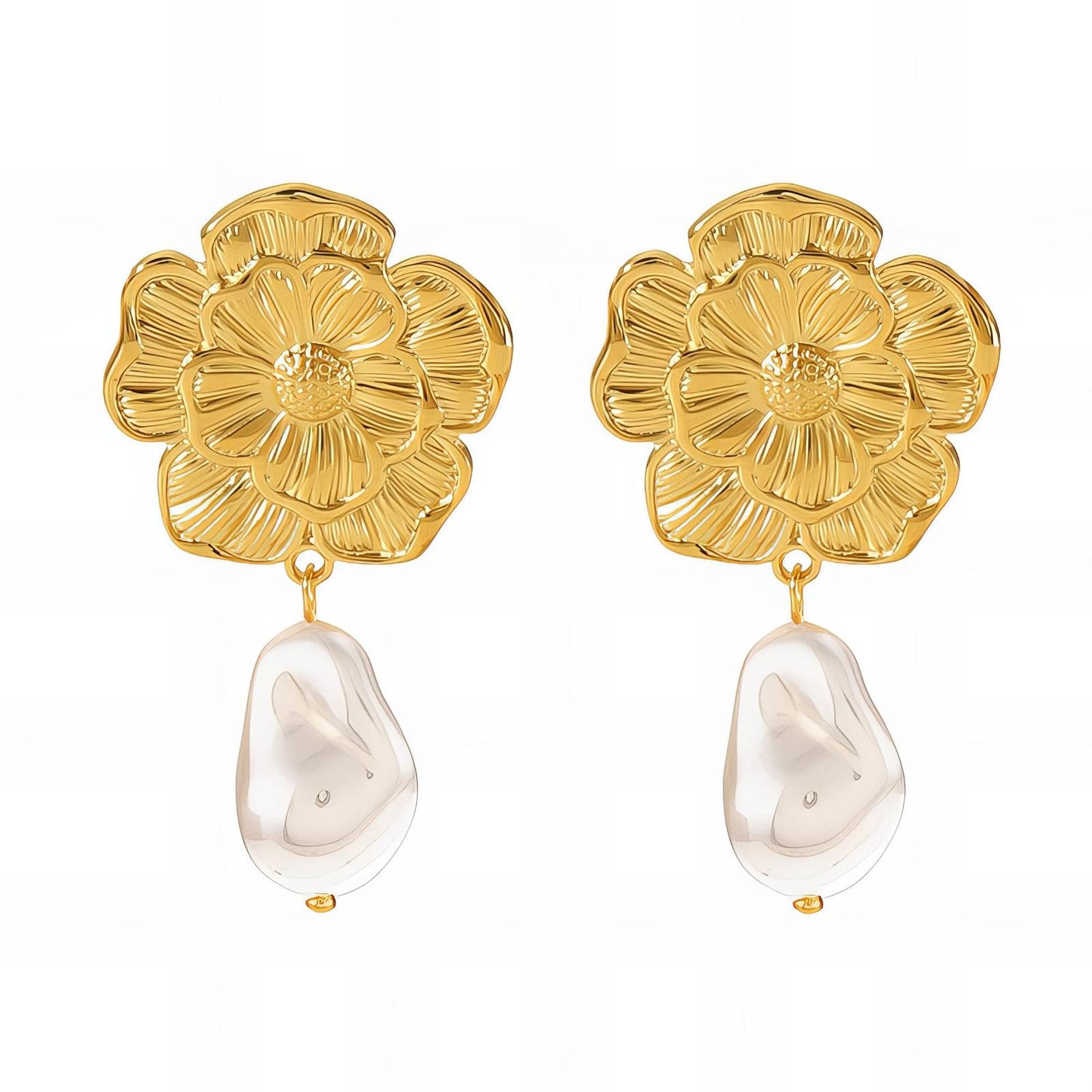 18K gold plated Stainless steel Flowers earrings, Intensity