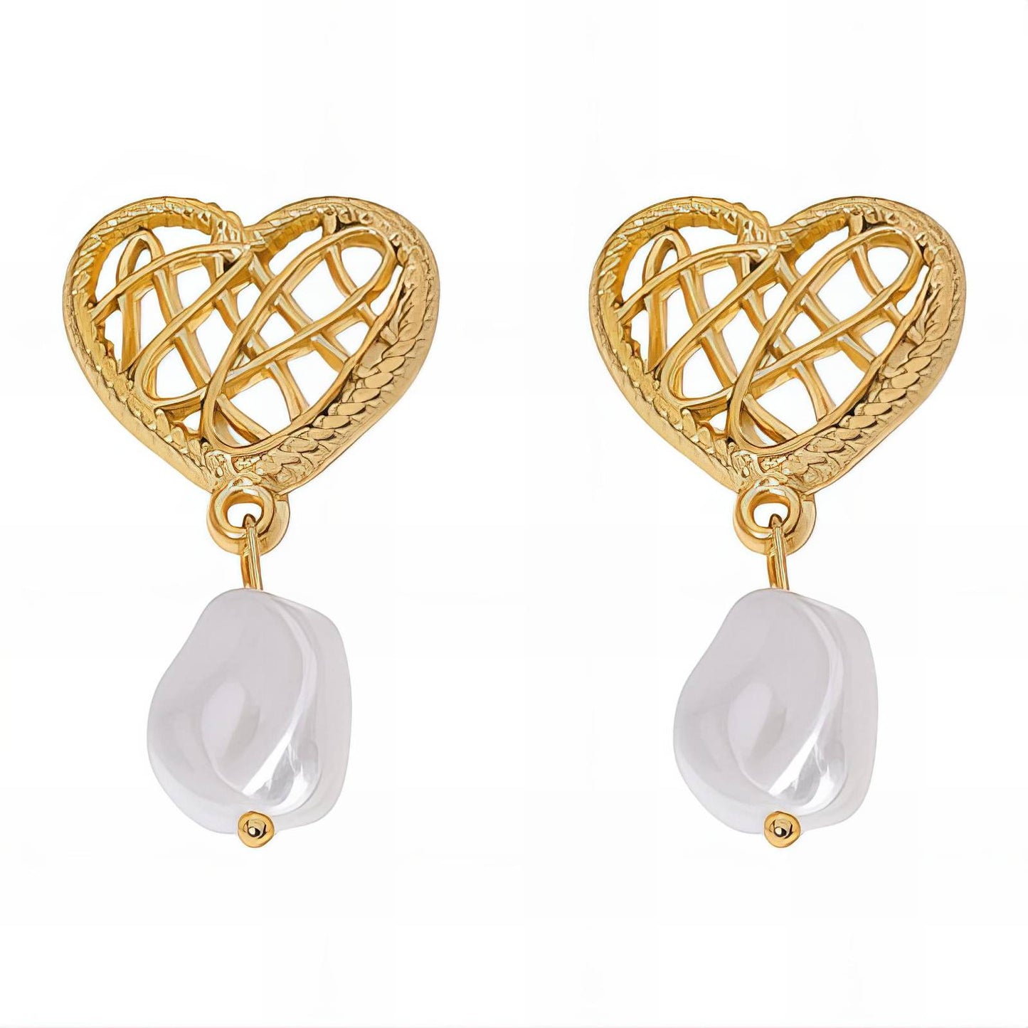 18K gold plated Stainless steel Hearts earrings, Intensity