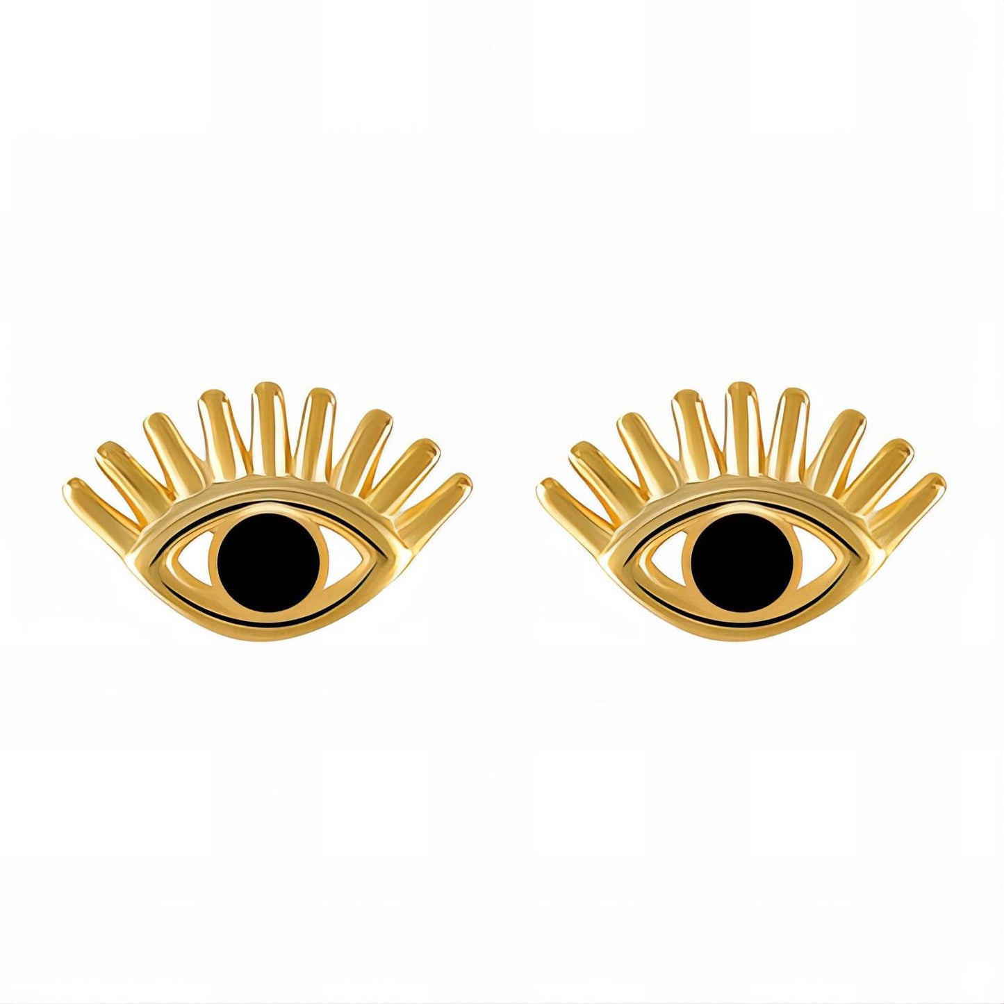 18K gold plated Stainless steel Evil Eyes earrings, Intensity