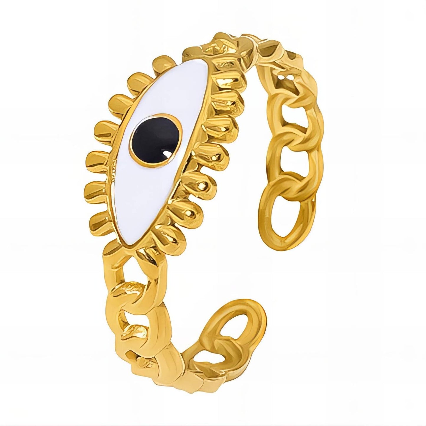 18K gold plated Stainless steel Evil Eye finger ring, Intensity
