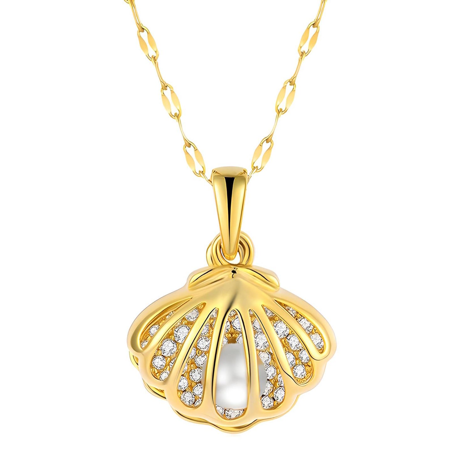18K gold plated Seashells necklace, Intensity