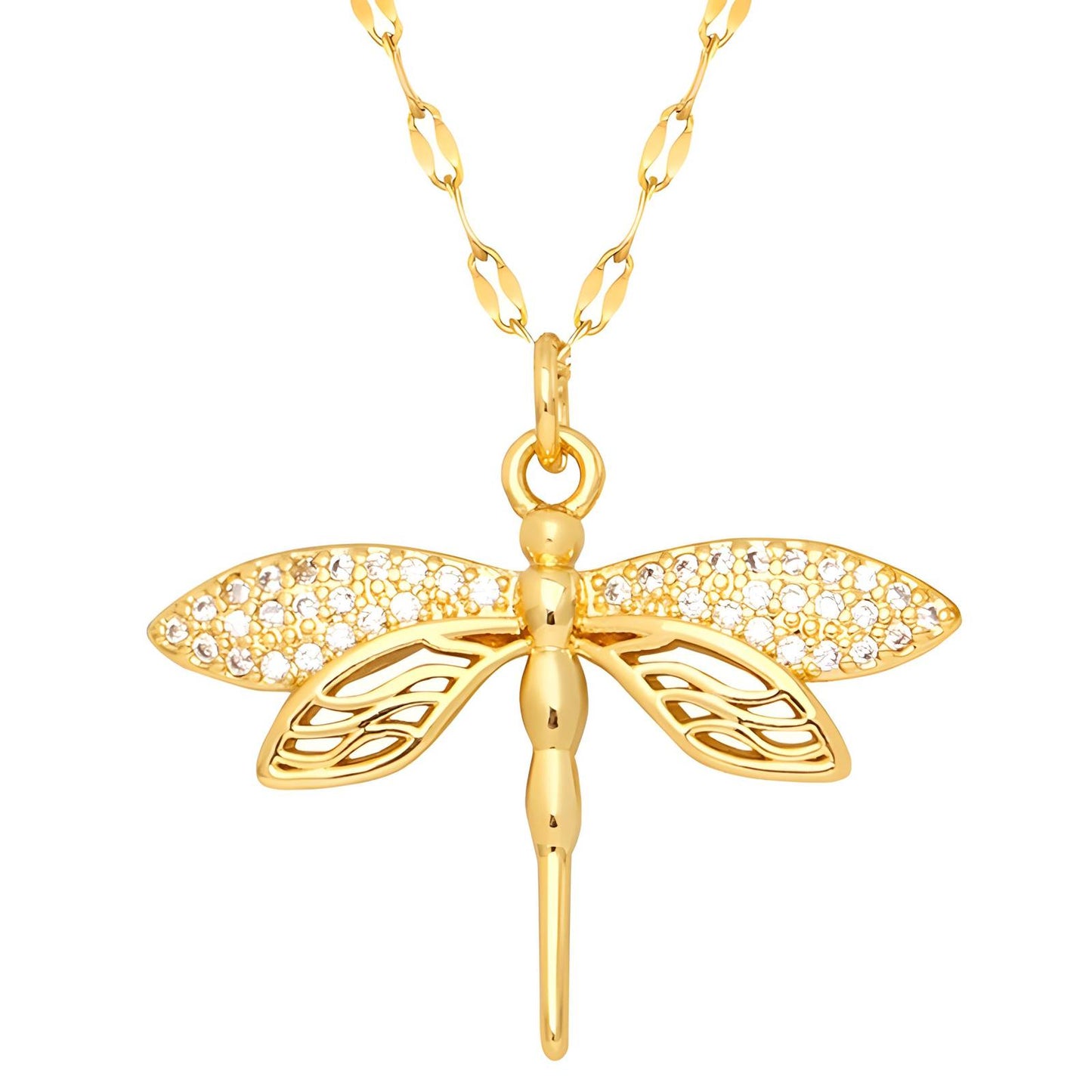18K gold plated dragonfly necklace, Intensity