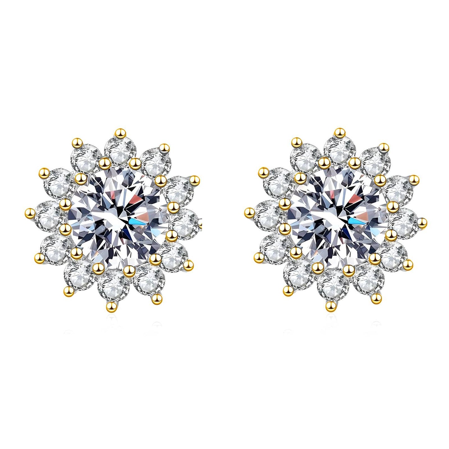 18K gold plated Brass Flowers earrings, Intensity