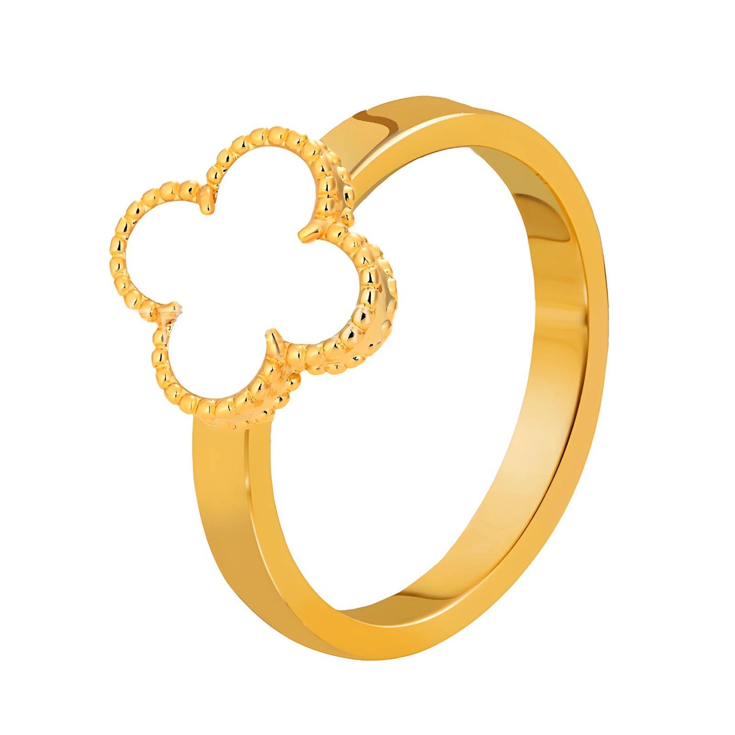 18K gold plated Stainless steel Four-leaf clover finger ring, Intensity