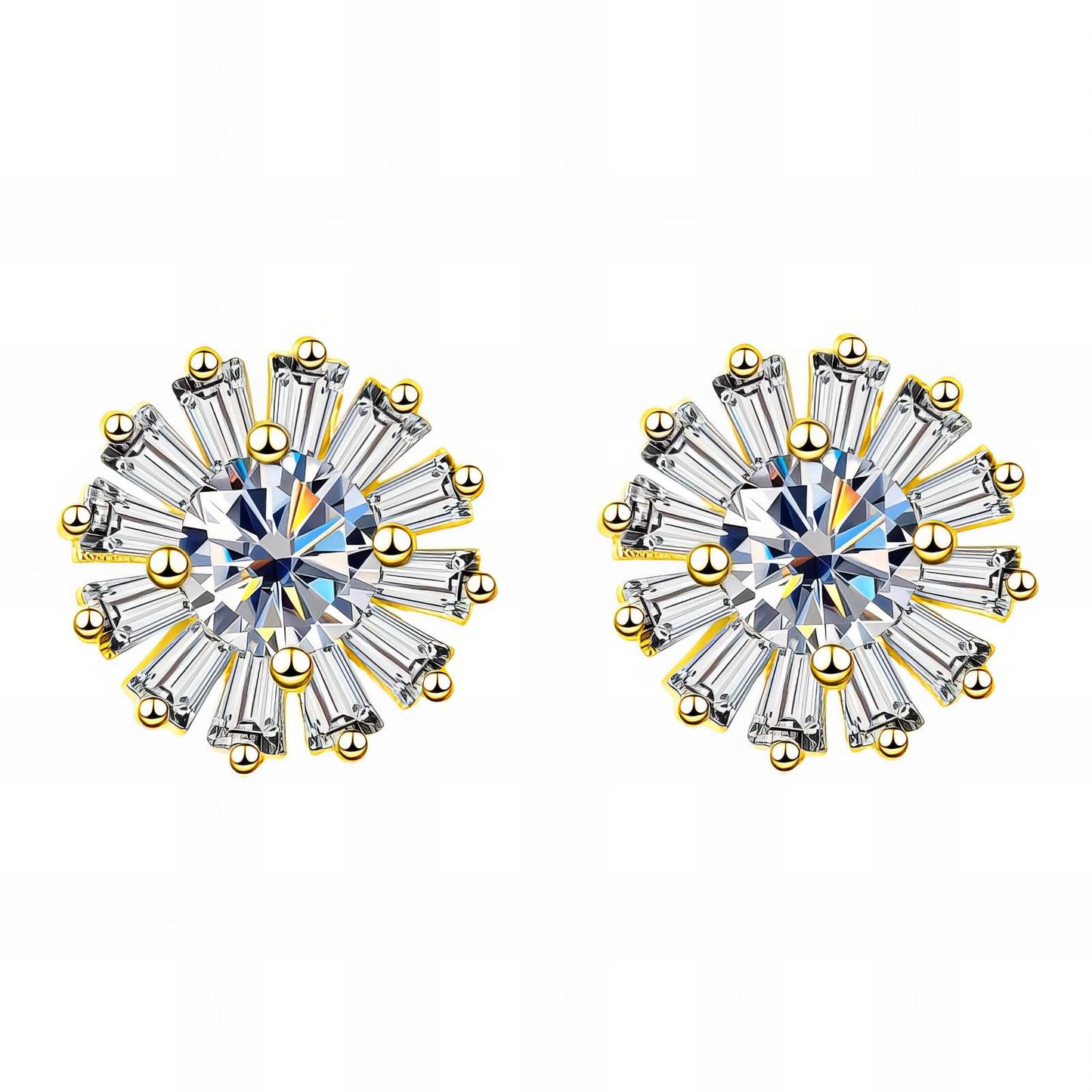 18K gold plated Brass Flowers earrings, Intensity