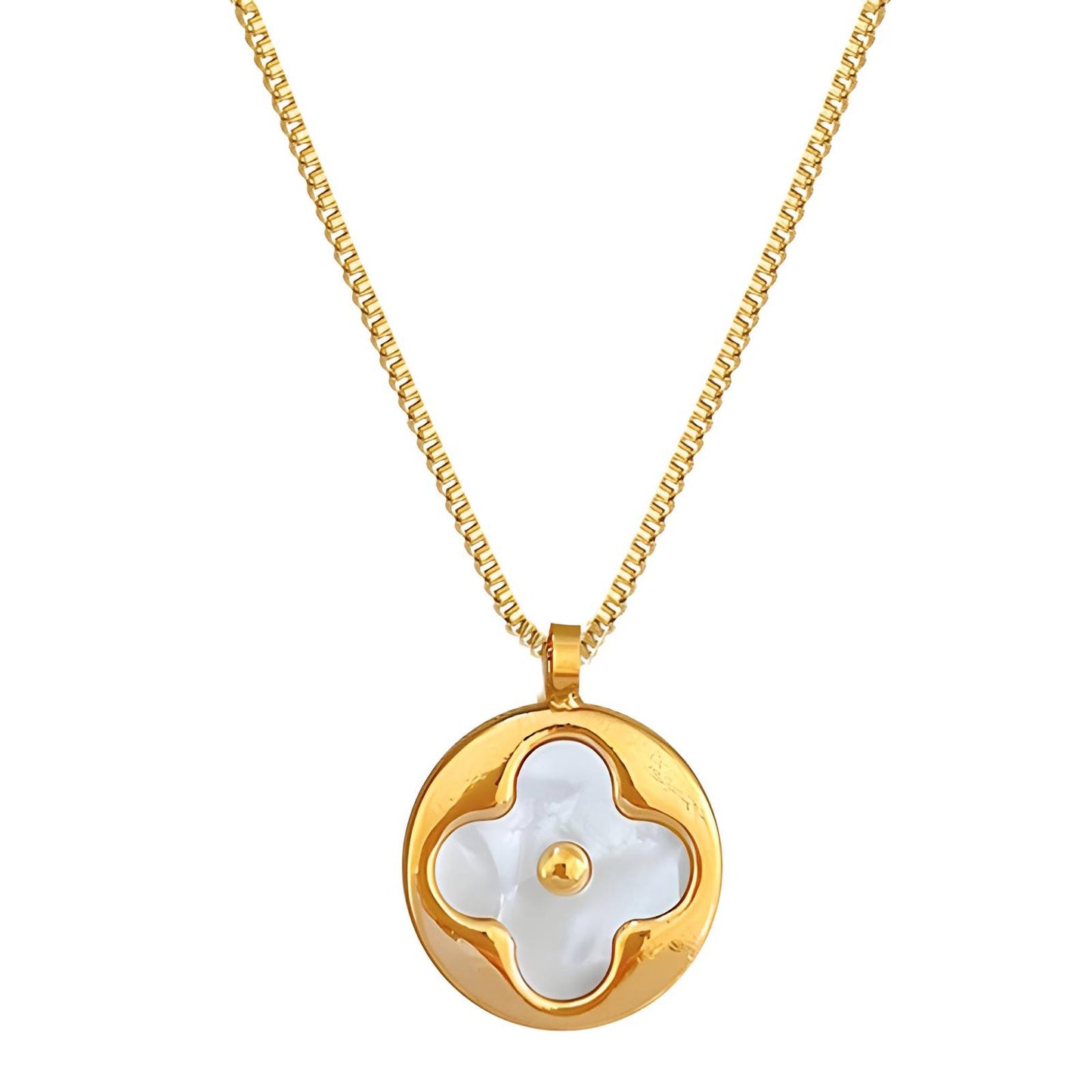 18K gold plated Stainless steel Four-leaf clover necklace, Intensity