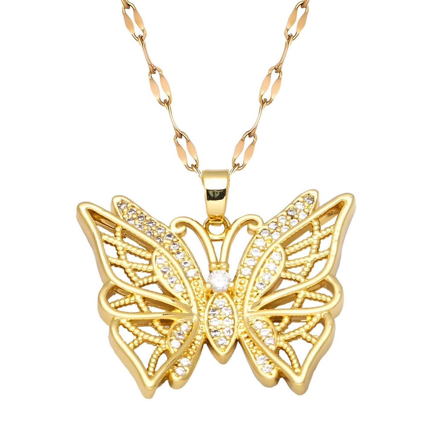 18K gold plated Butterfly necklace, Intensity