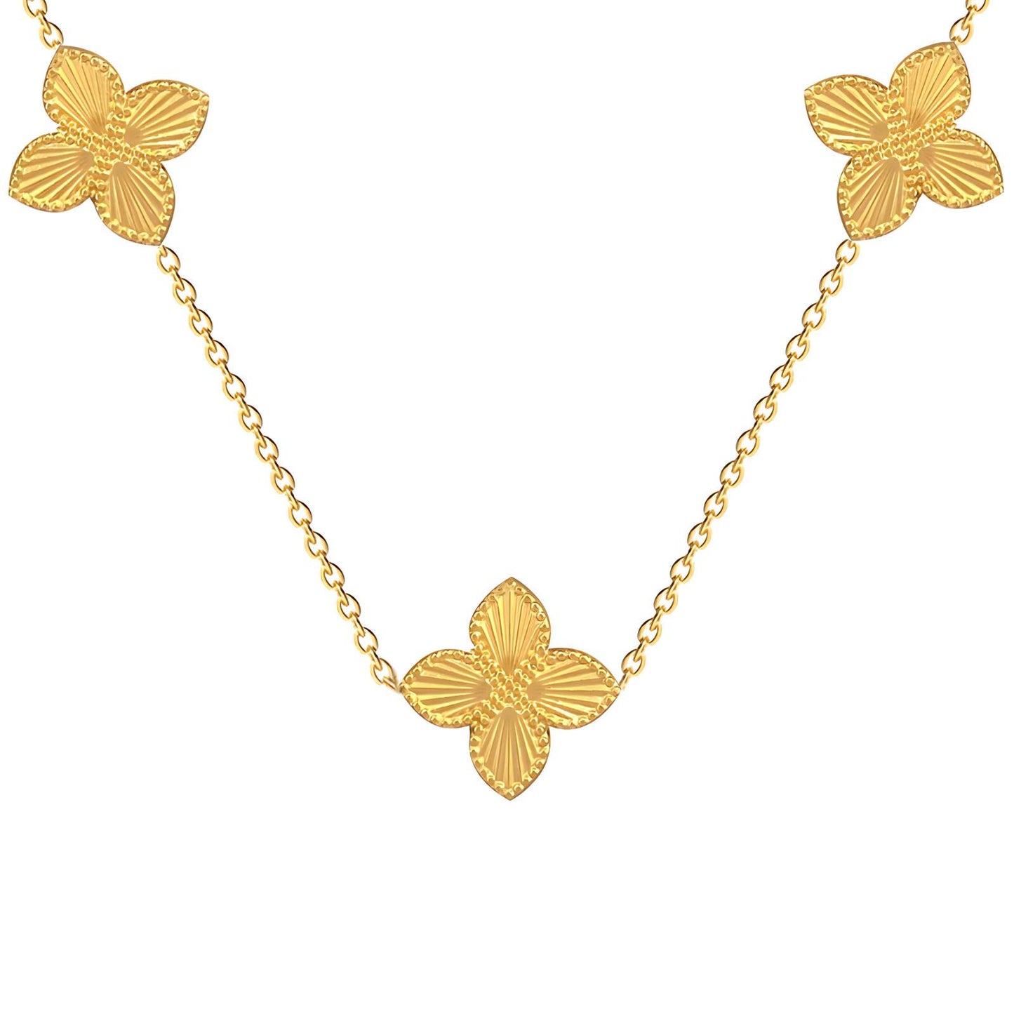 18K gold plated Stainless steel Four-leaf clover necklace, Intensity