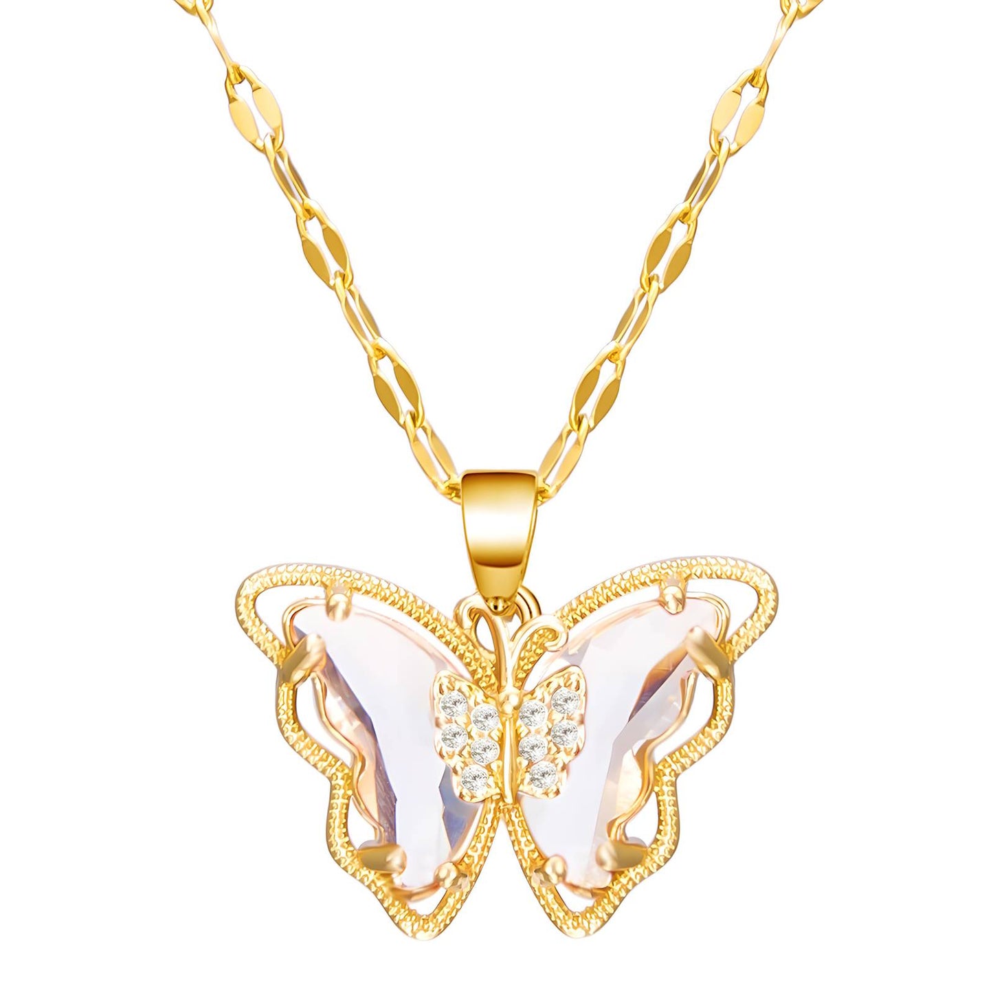 18K gold plated Butterflies necklace, Intensity