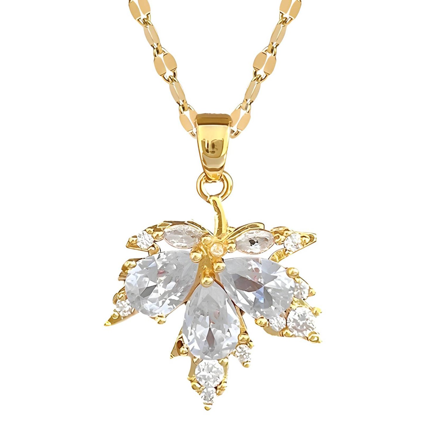 18K gold plated Leaf necklace, Intensity