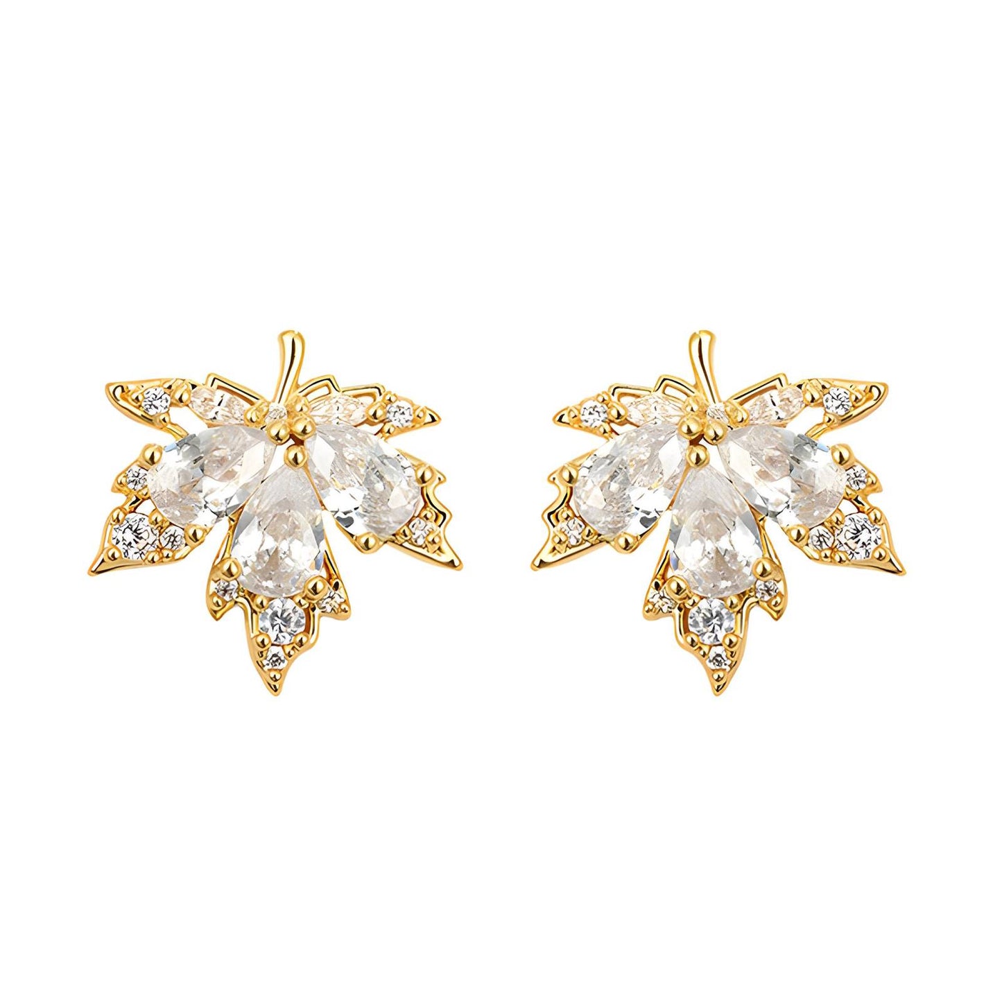 18K gold plated Brass Leafs earrings, Intensity