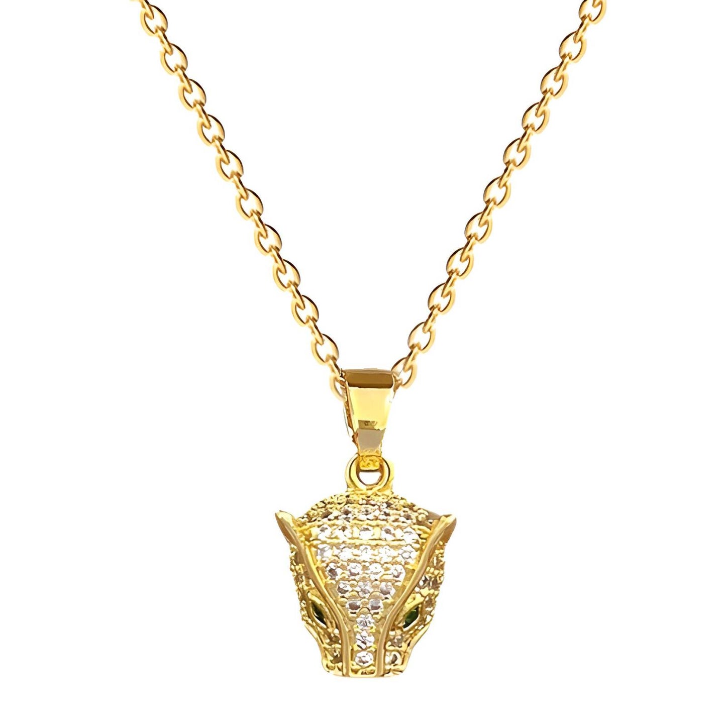 18K gold plated Leopard head necklace, Intensity