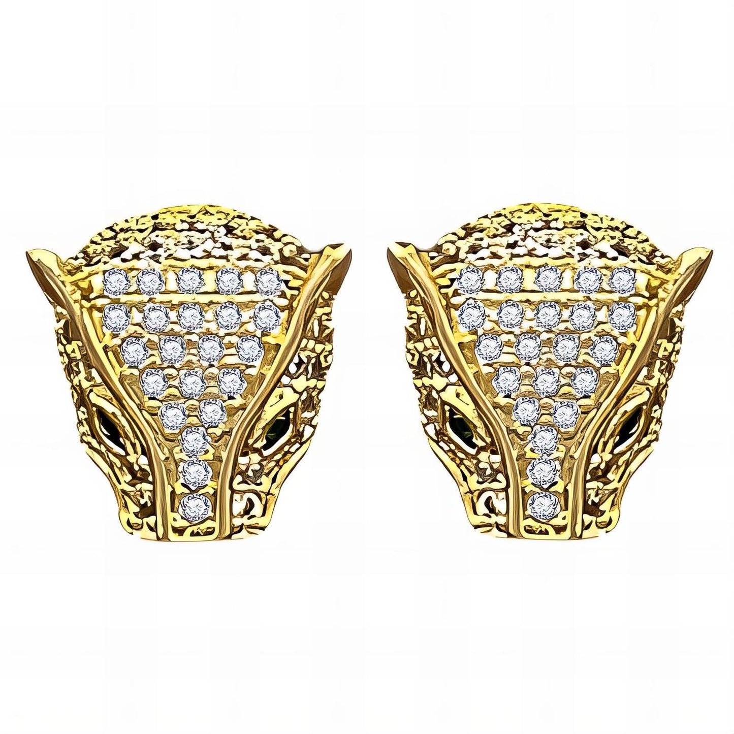 18K gold plated Brass Leopard head earrings, Intensity