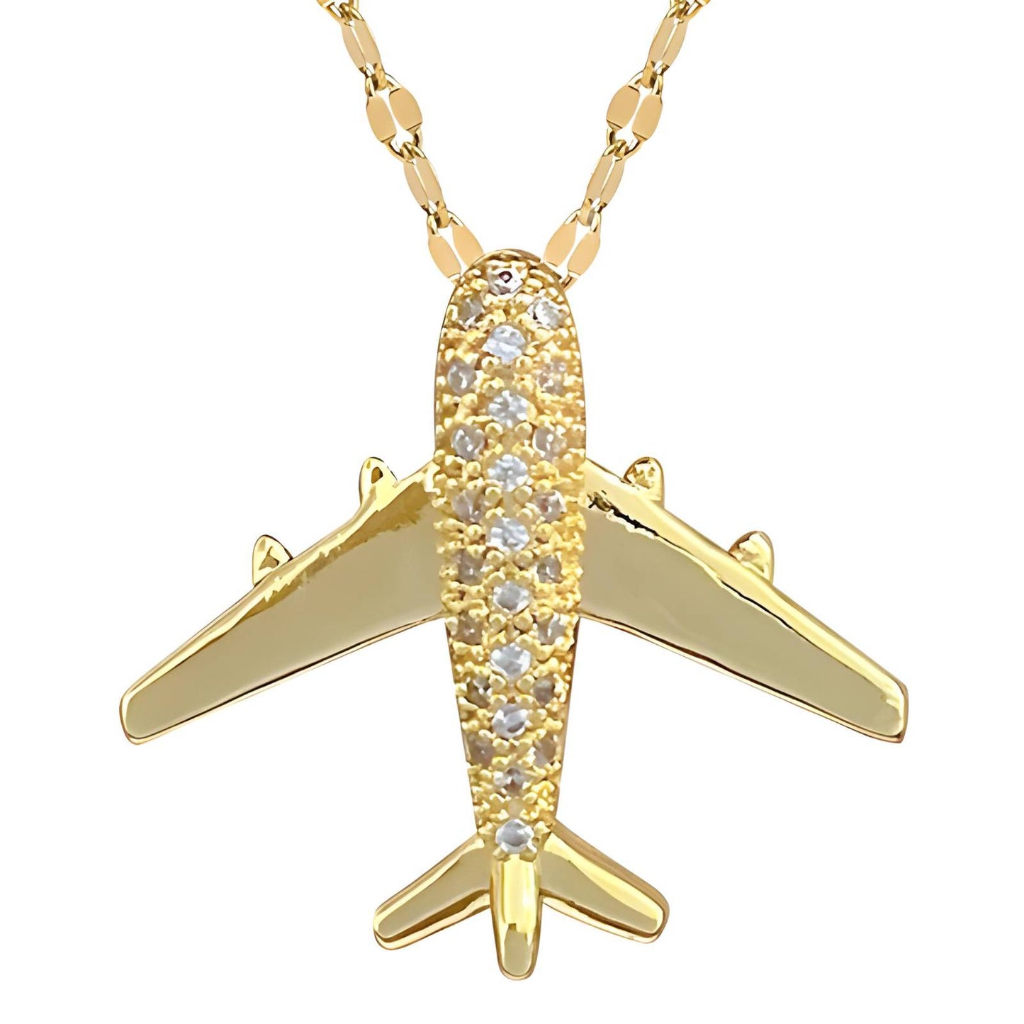 18K gold plated Airplane necklace, Intensity