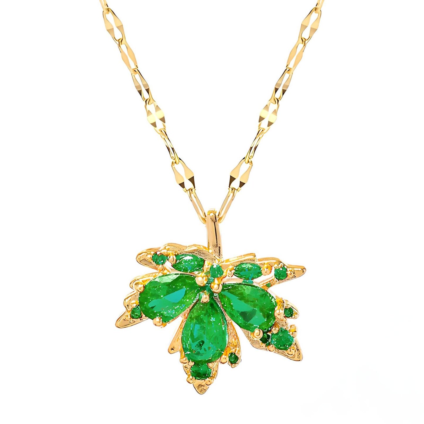 18K gold plated Leafs necklace, Intensity