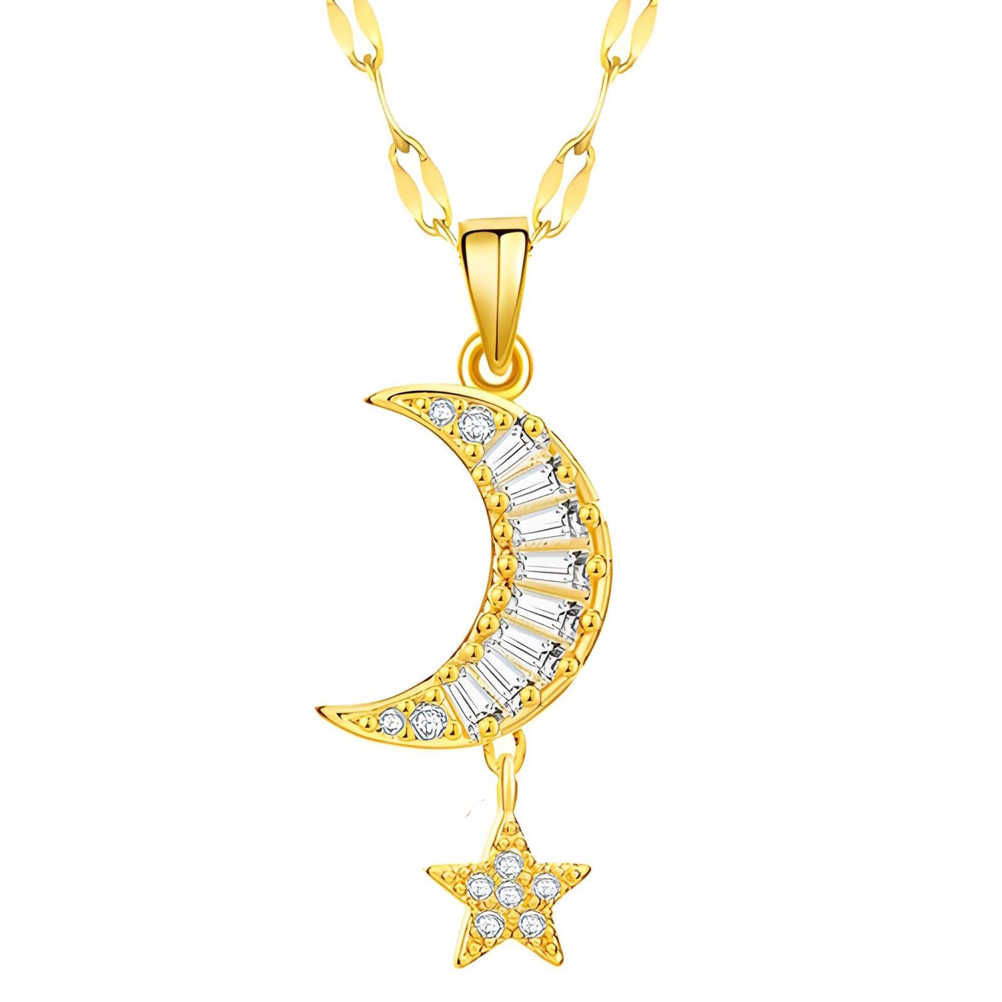 18K gold plated moon and star necklace, Intensity