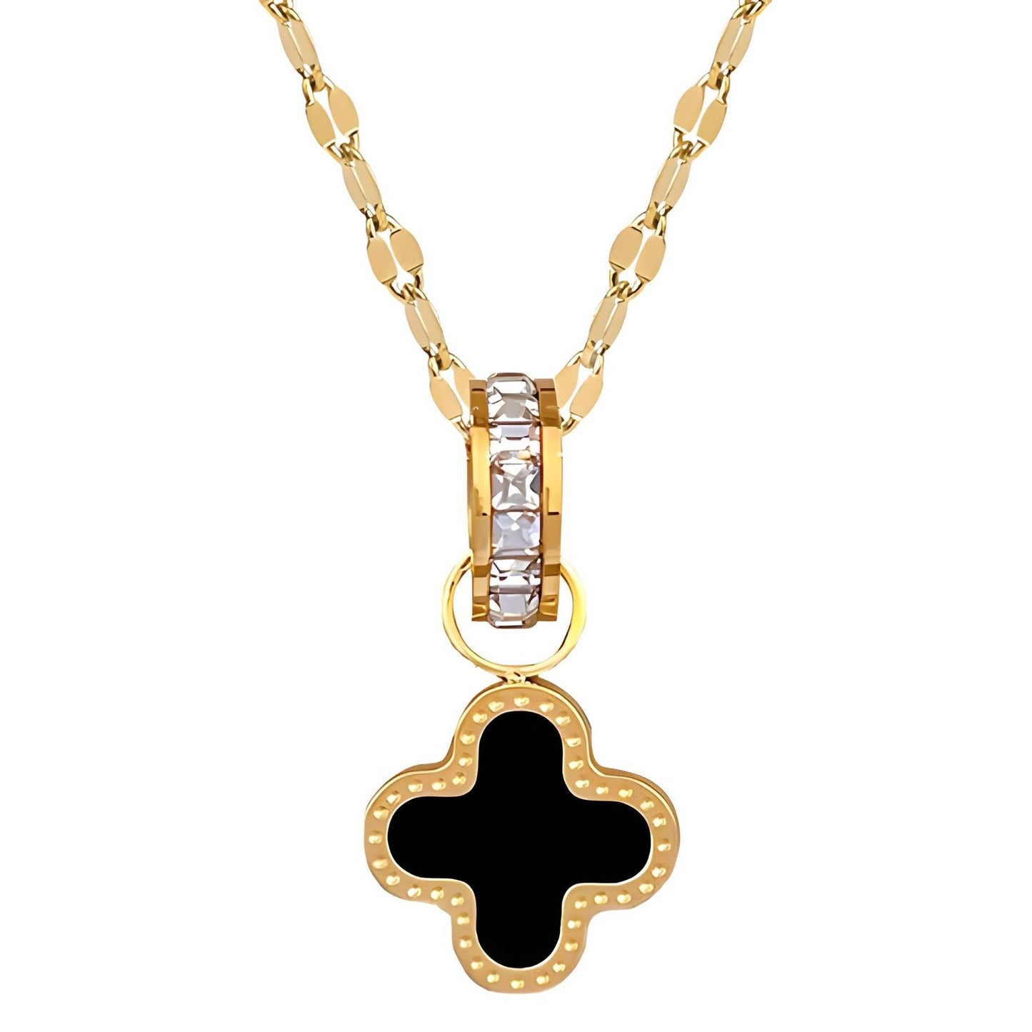 18K gold plated Stainless steel Four-leaf clover necklace, Intensity