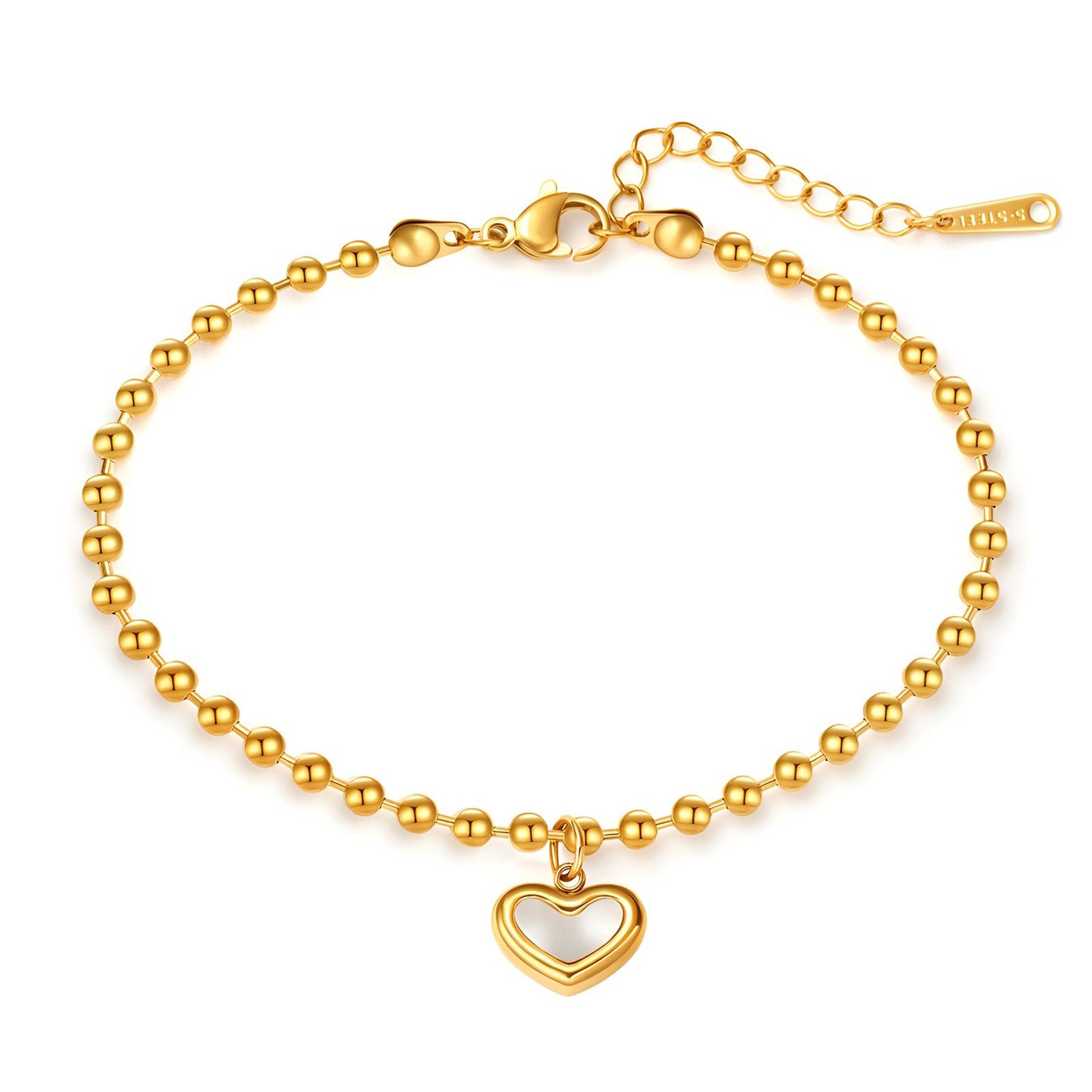 18K gold plated Stainless steel heart bracelet, Intensity