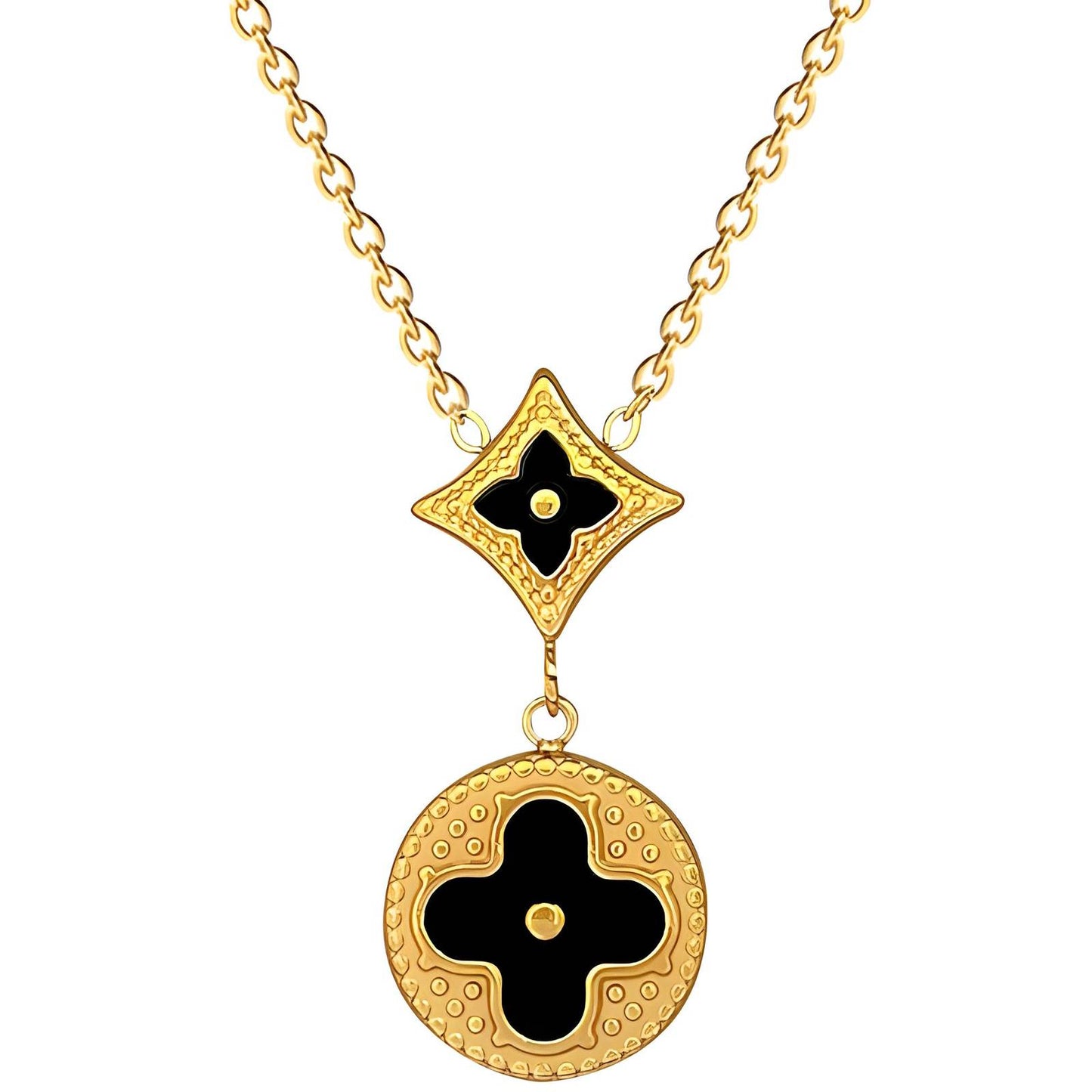 18K gold plated Stainless steel Four-leaf clover necklace, Intensity