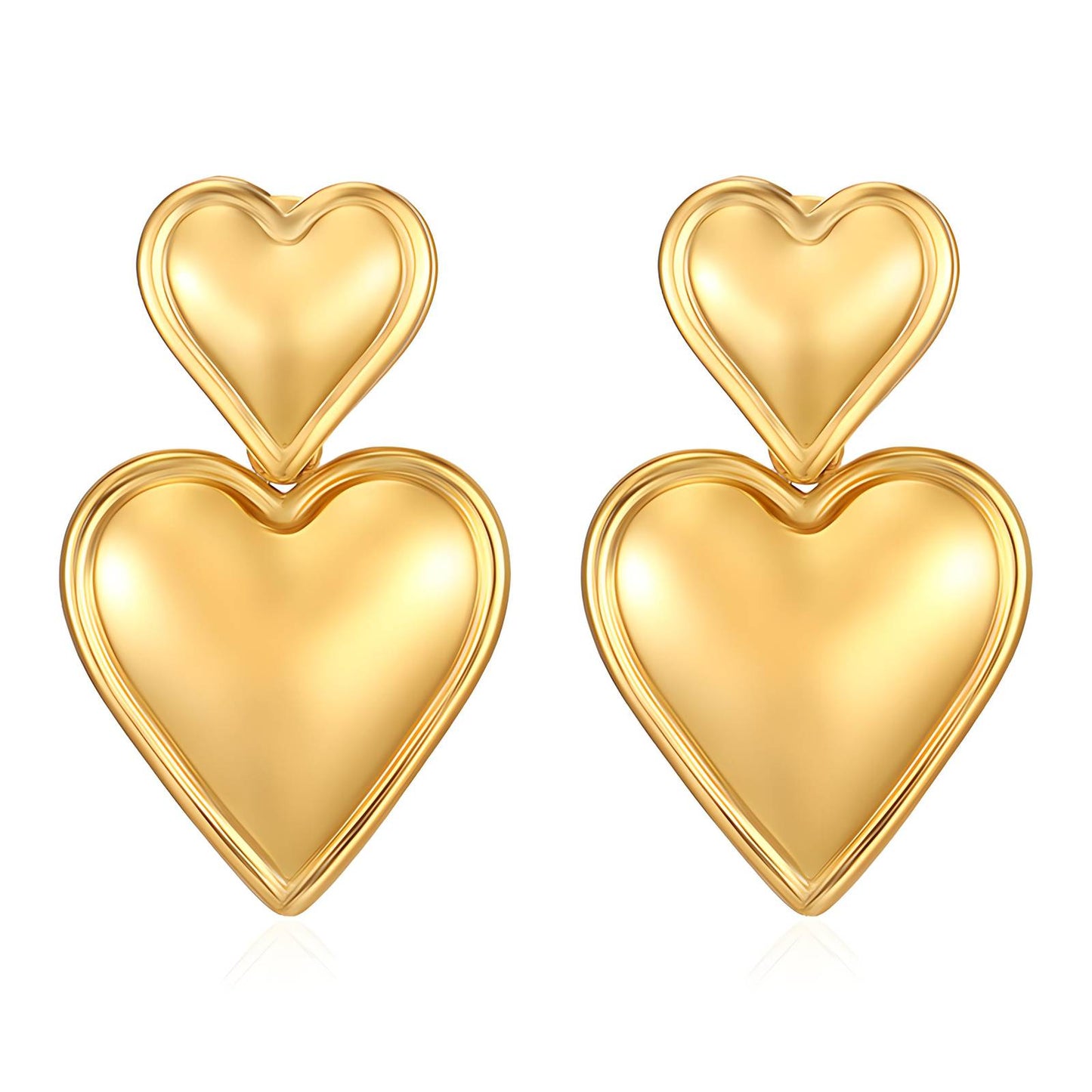18K gold plated Stainless steel heart earrings, Intensity