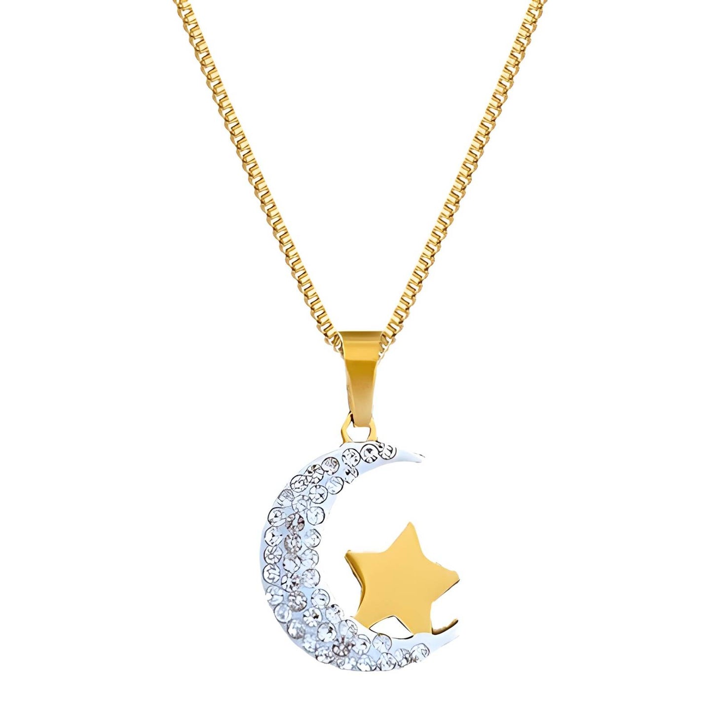 18K gold plated Stainless steel Crescent necklace, Intensity