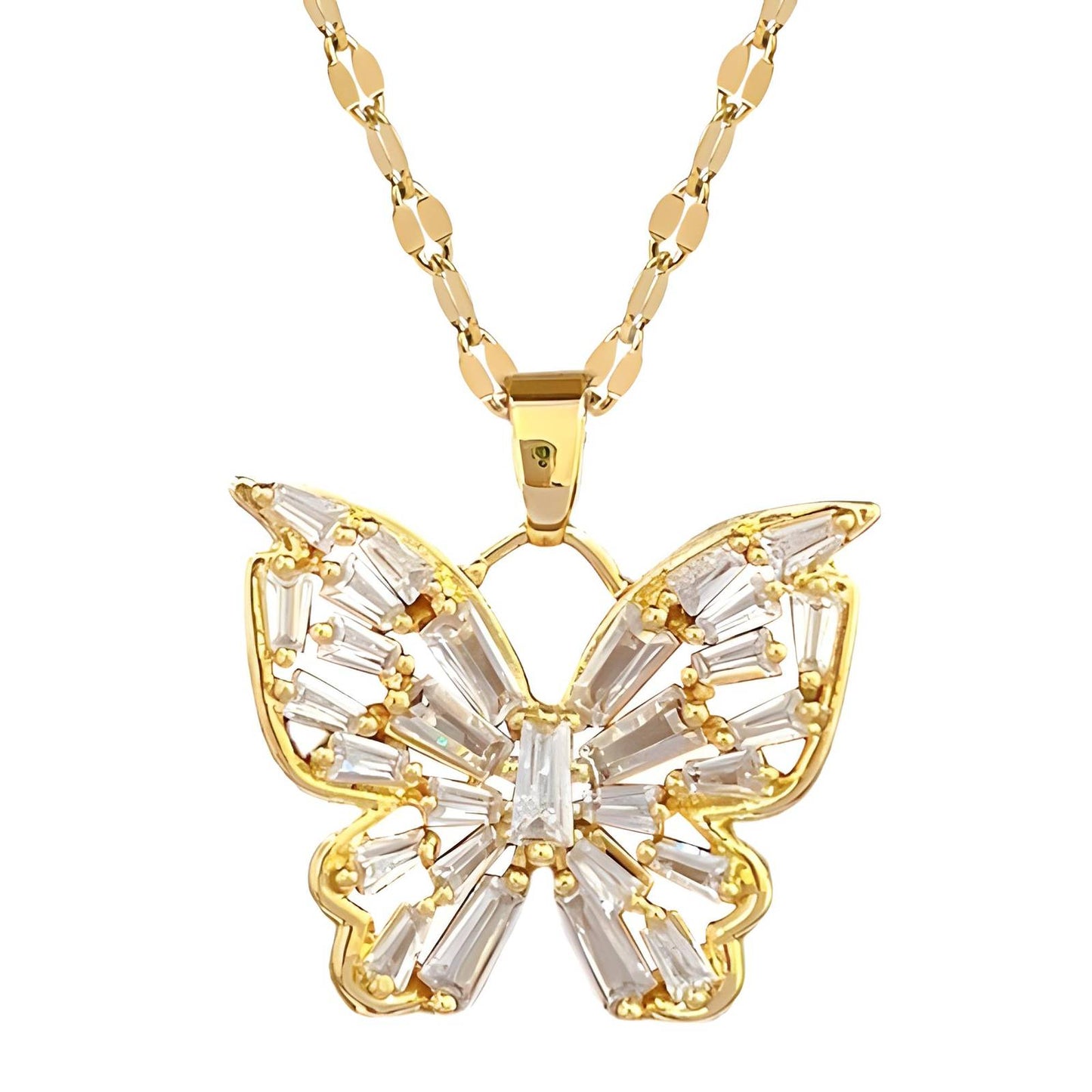 18K gold plated Butterflies necklace, Intensity
