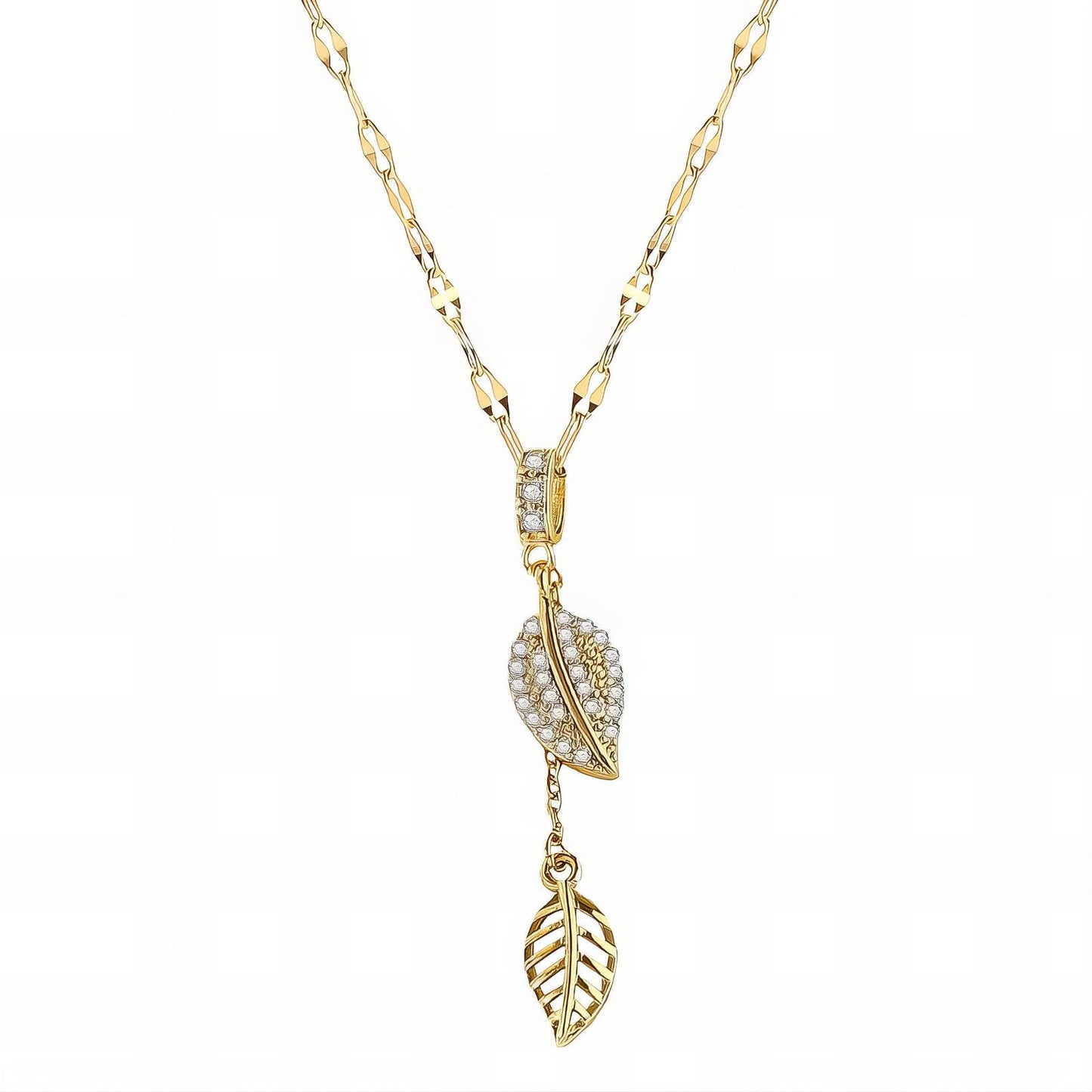 18K gold plated Leafs necklace, Intensity