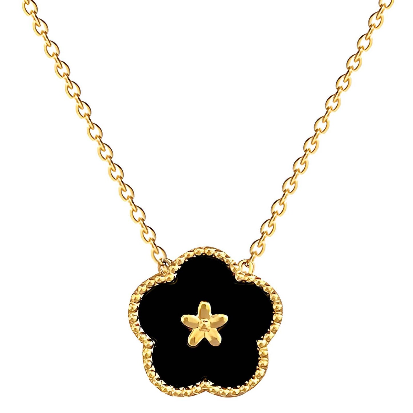 18K gold plated Stainless steel Flower necklace, Intensity