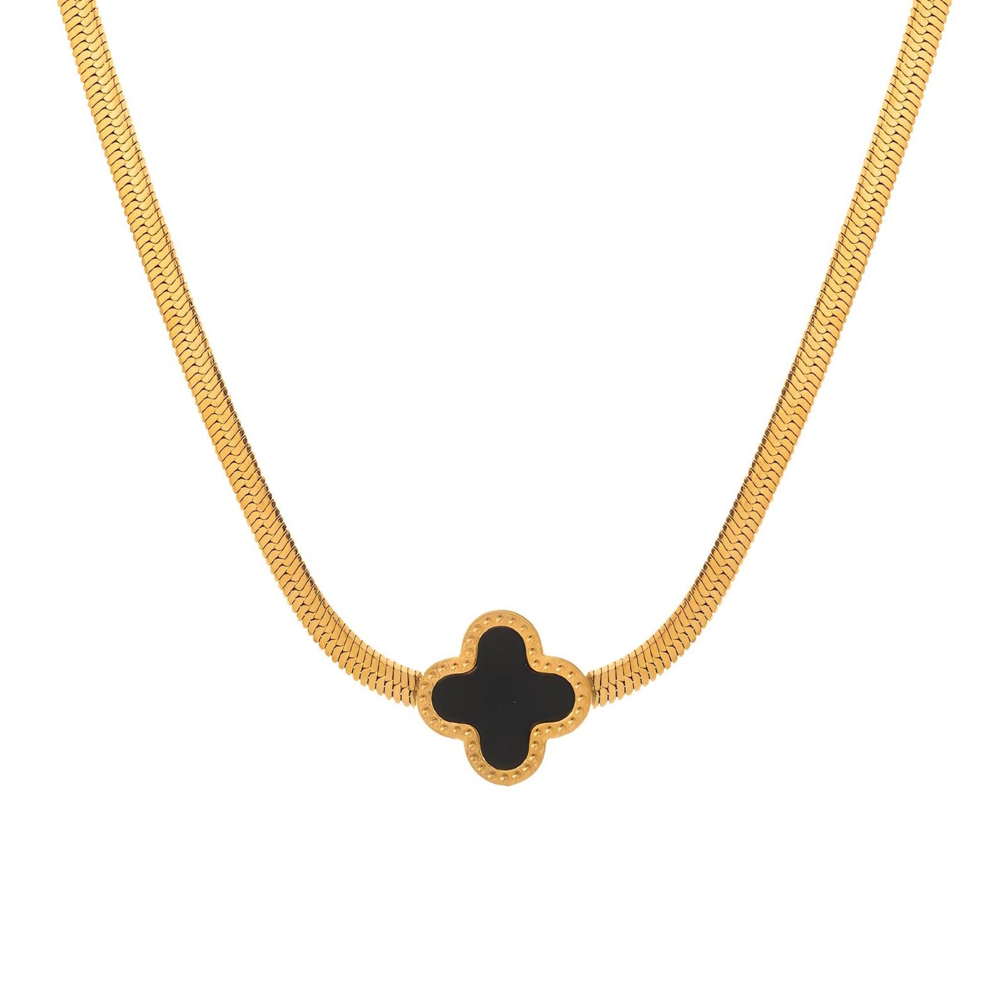 18K gold plated Stainless steel Four-leaf clover necklace, Intensity