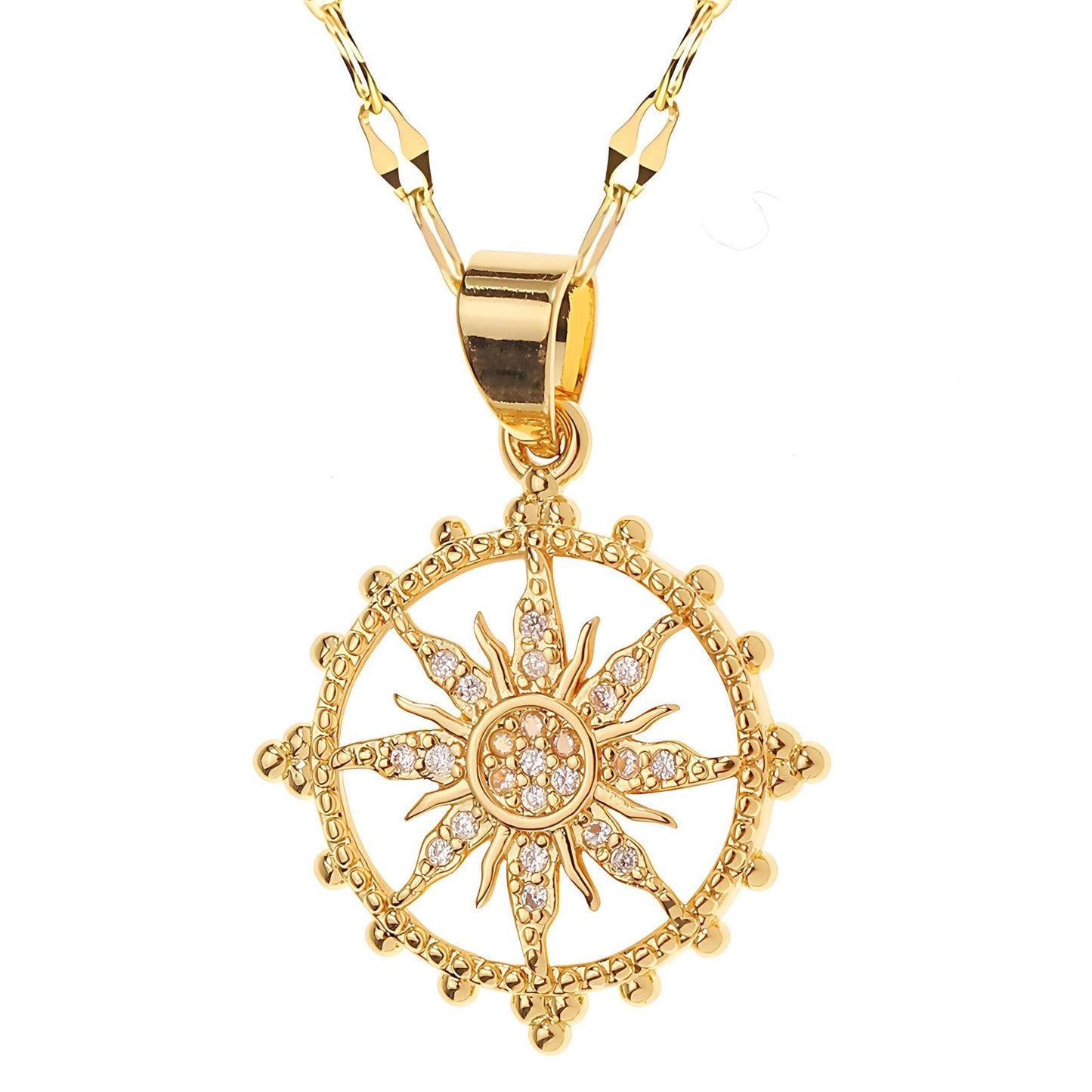 18K gold plated Sun necklace, Intensity