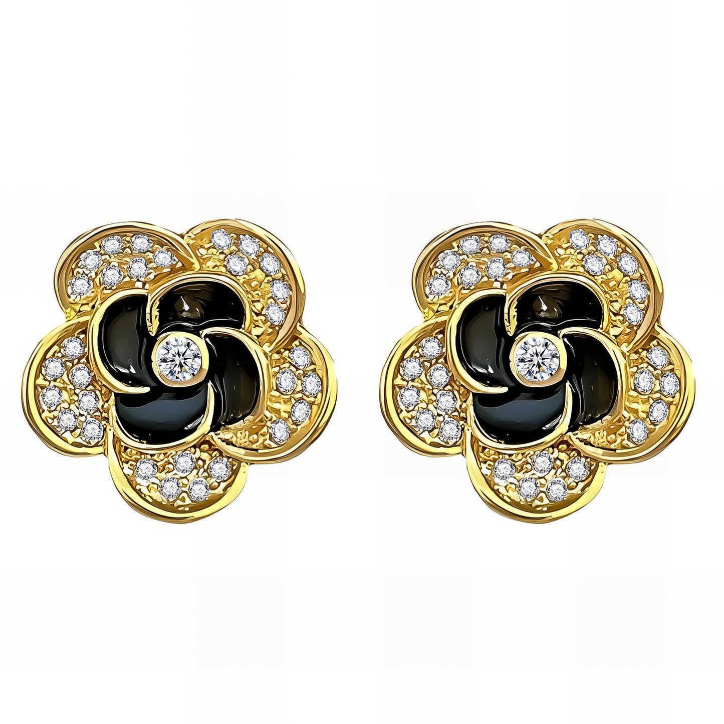 18K gold plated Brass Flowers earrings, Intensity