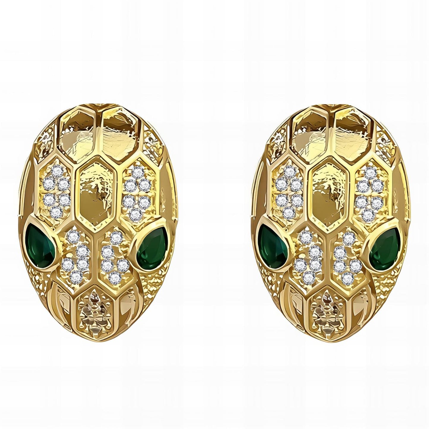 18K gold plated Brass Snake Head earrings, Intensity