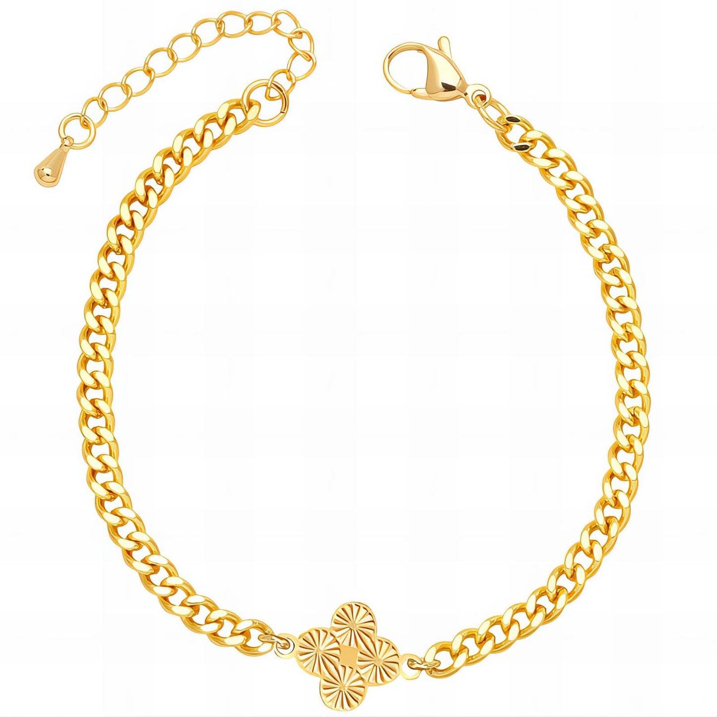 18K gold plated Stainless steel Four-leaf clover bracelet, Intensity
