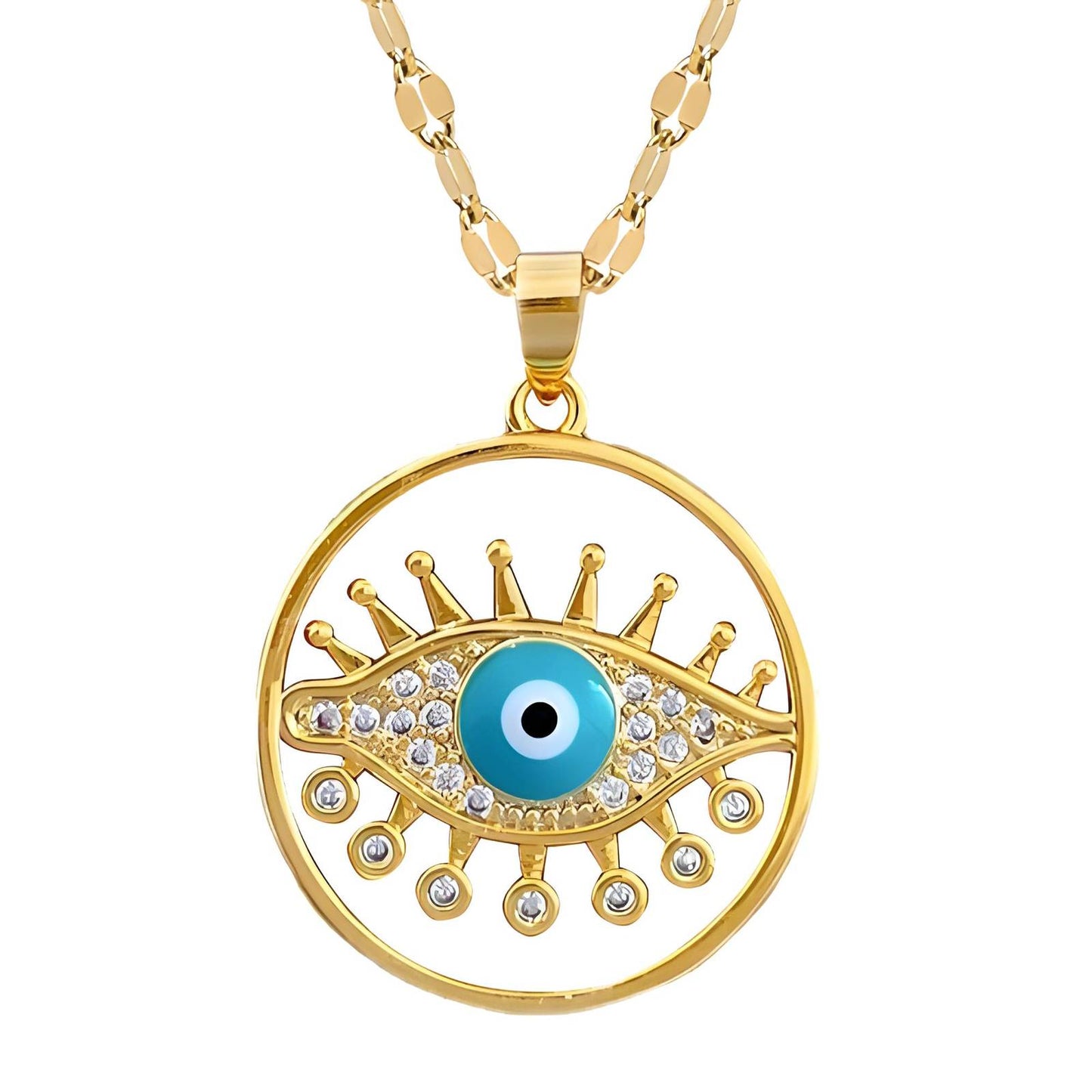 18K gold plated Evil Eye necklace, Intensity
