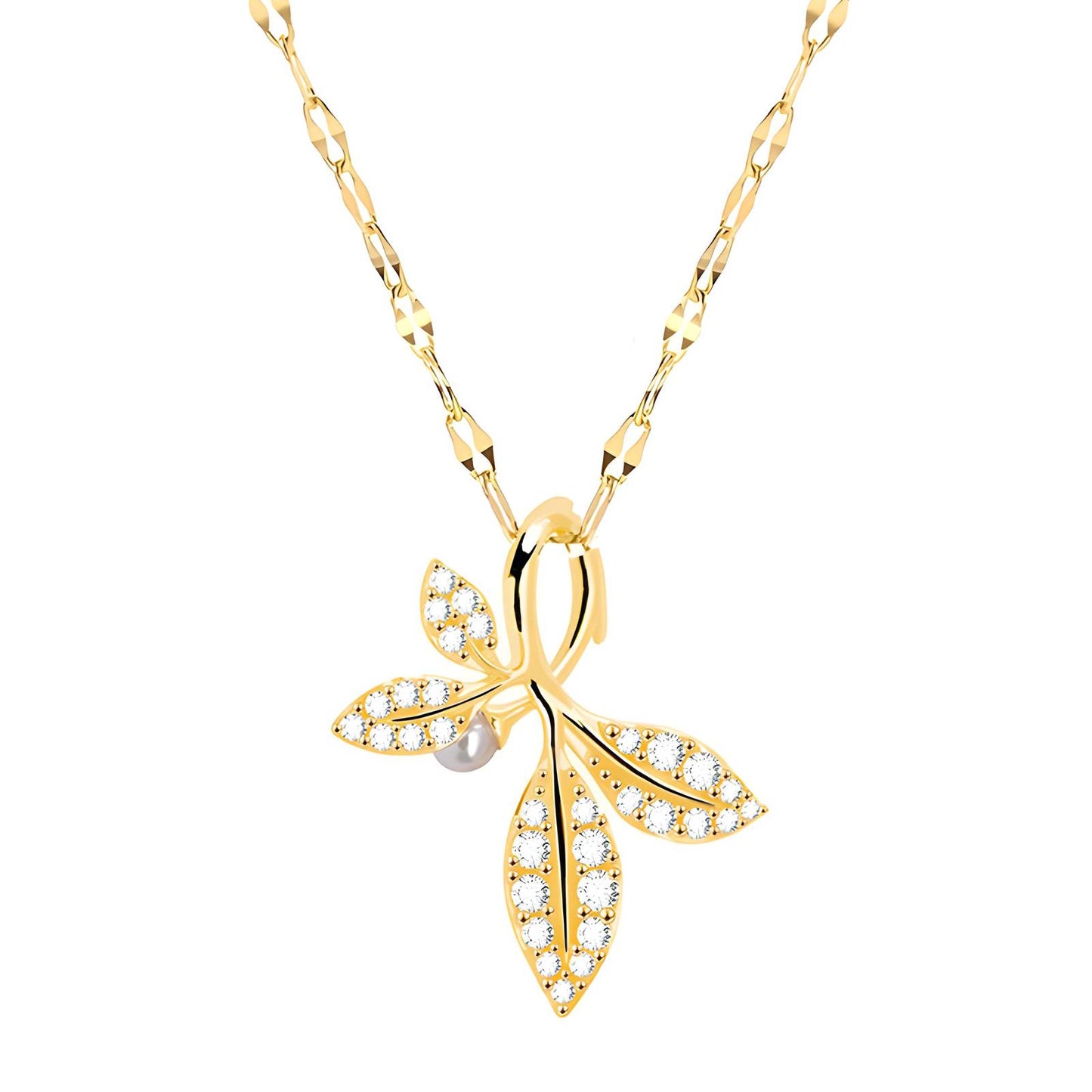 18K gold plated Leafs necklace, Intensity
